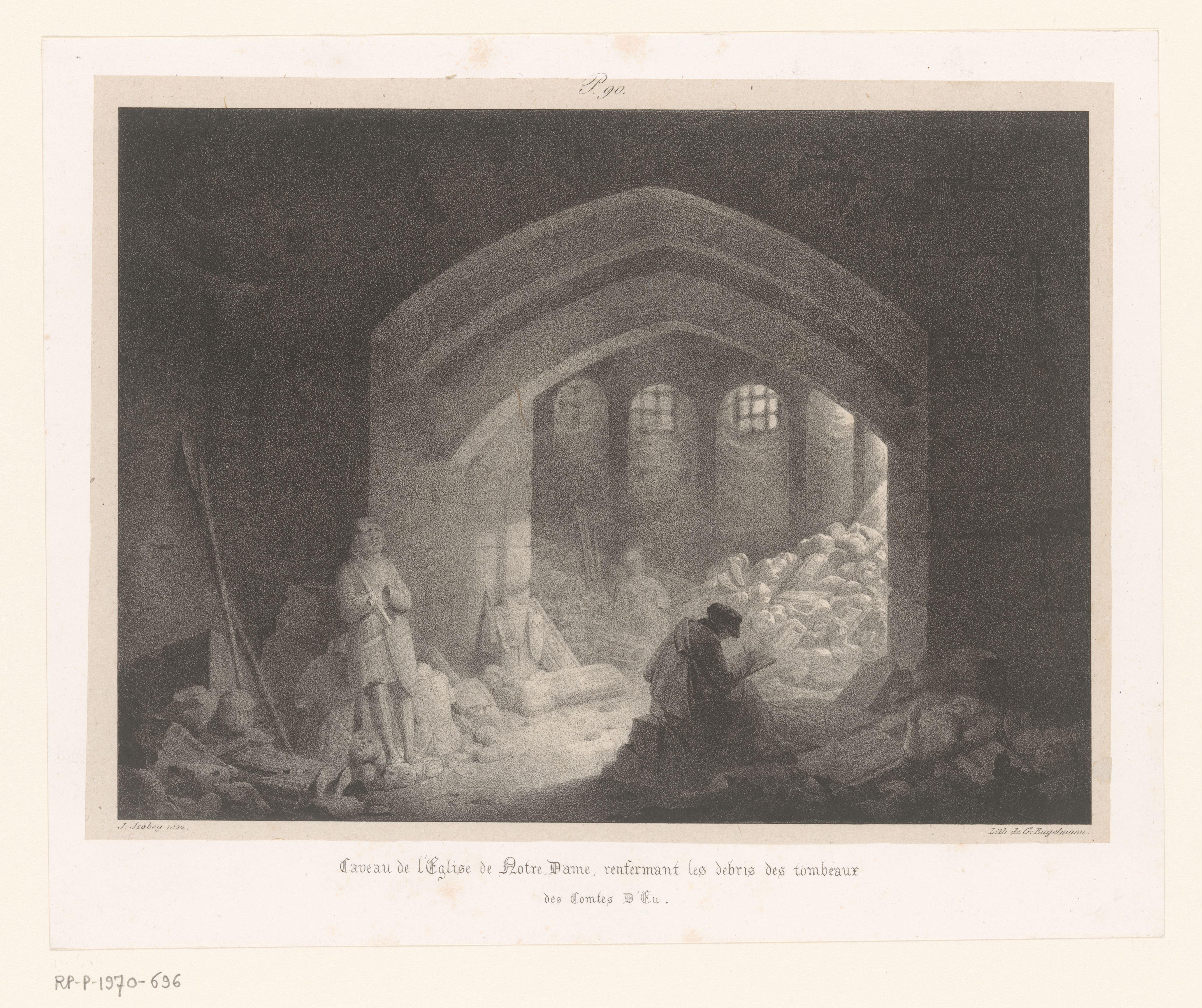 Crypte van de Notre-Dame met puin van graven