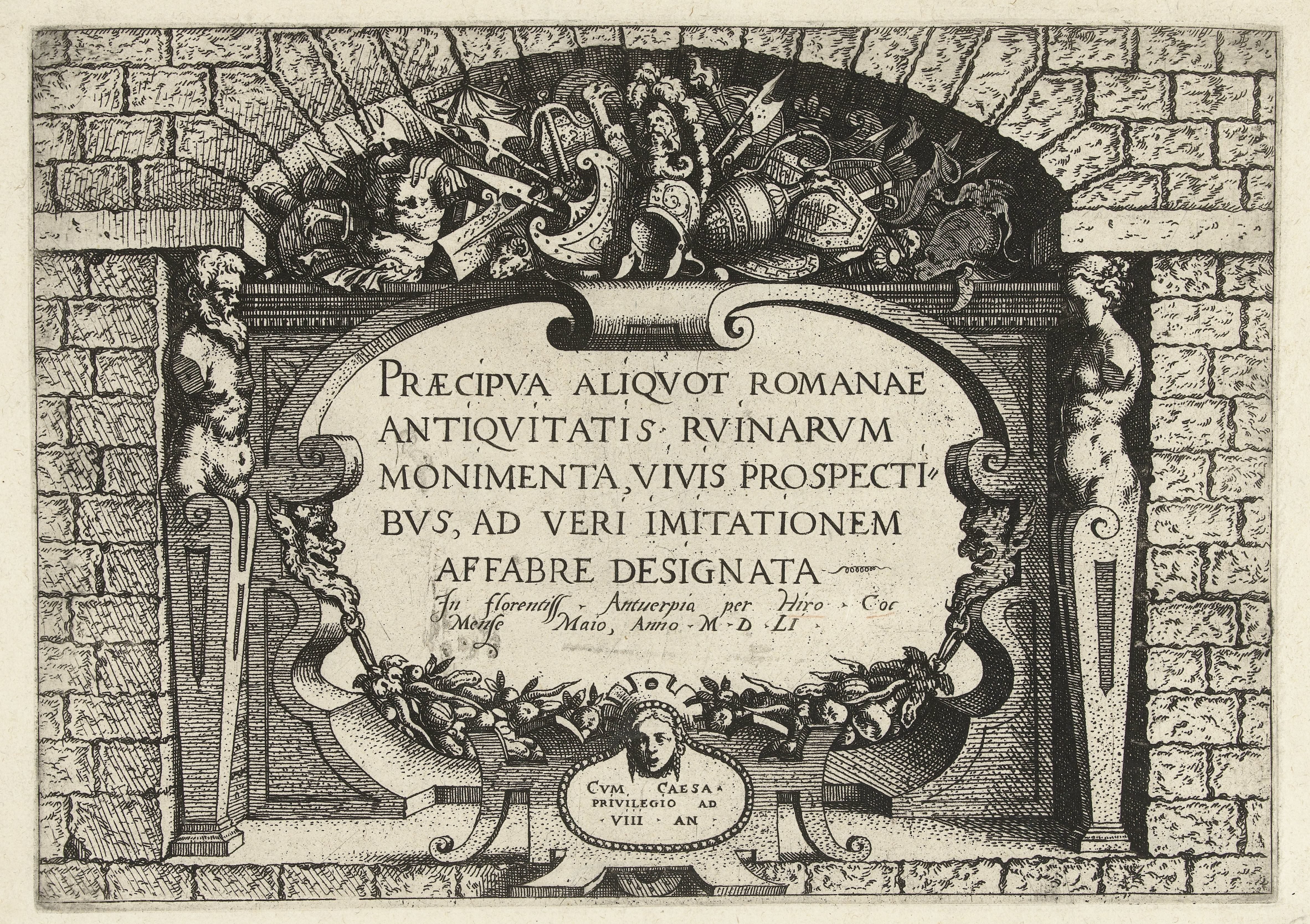 Titelprent voor een serie van Romeinse ruïnes