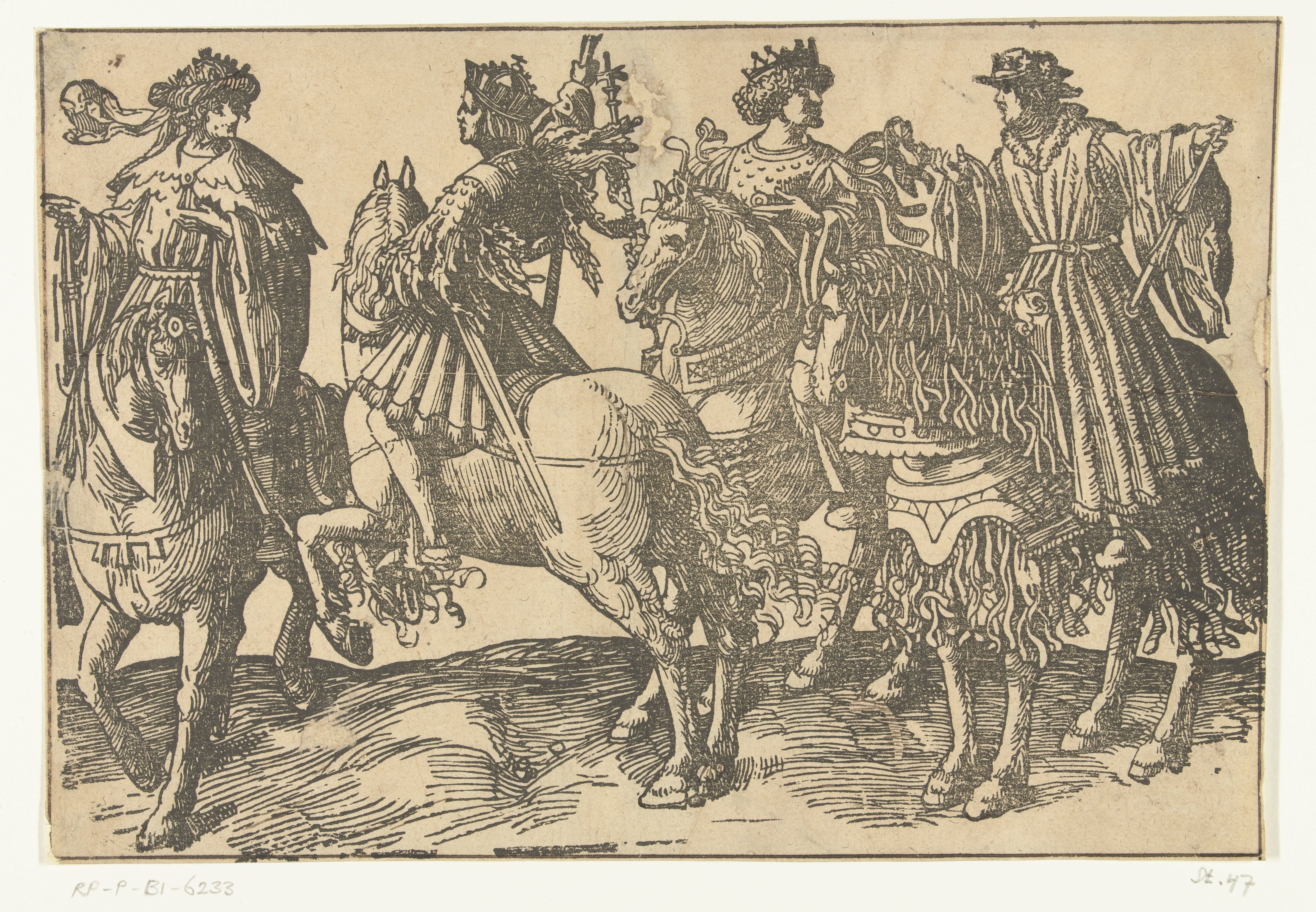 Een groep van vier ruiters