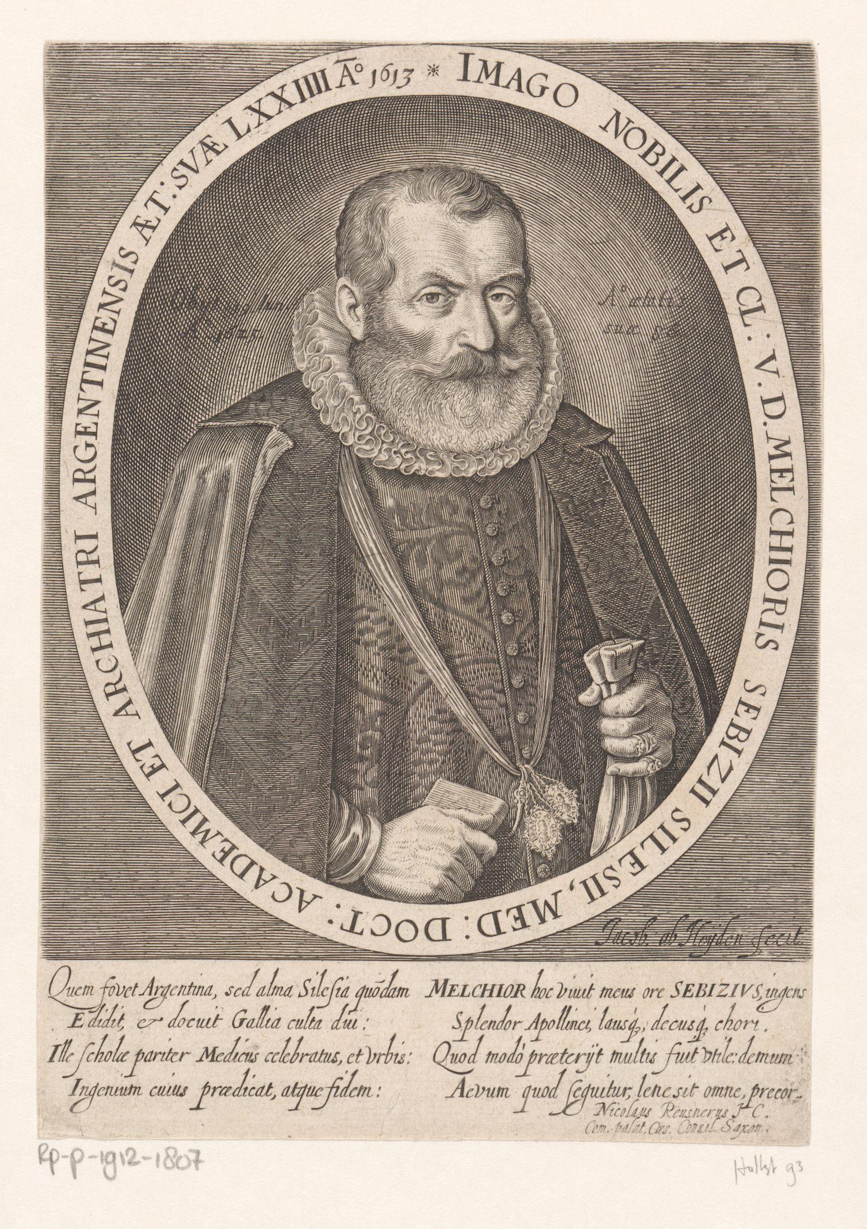 Portret van Melchior Sebisch op 86-jarige leeftijd