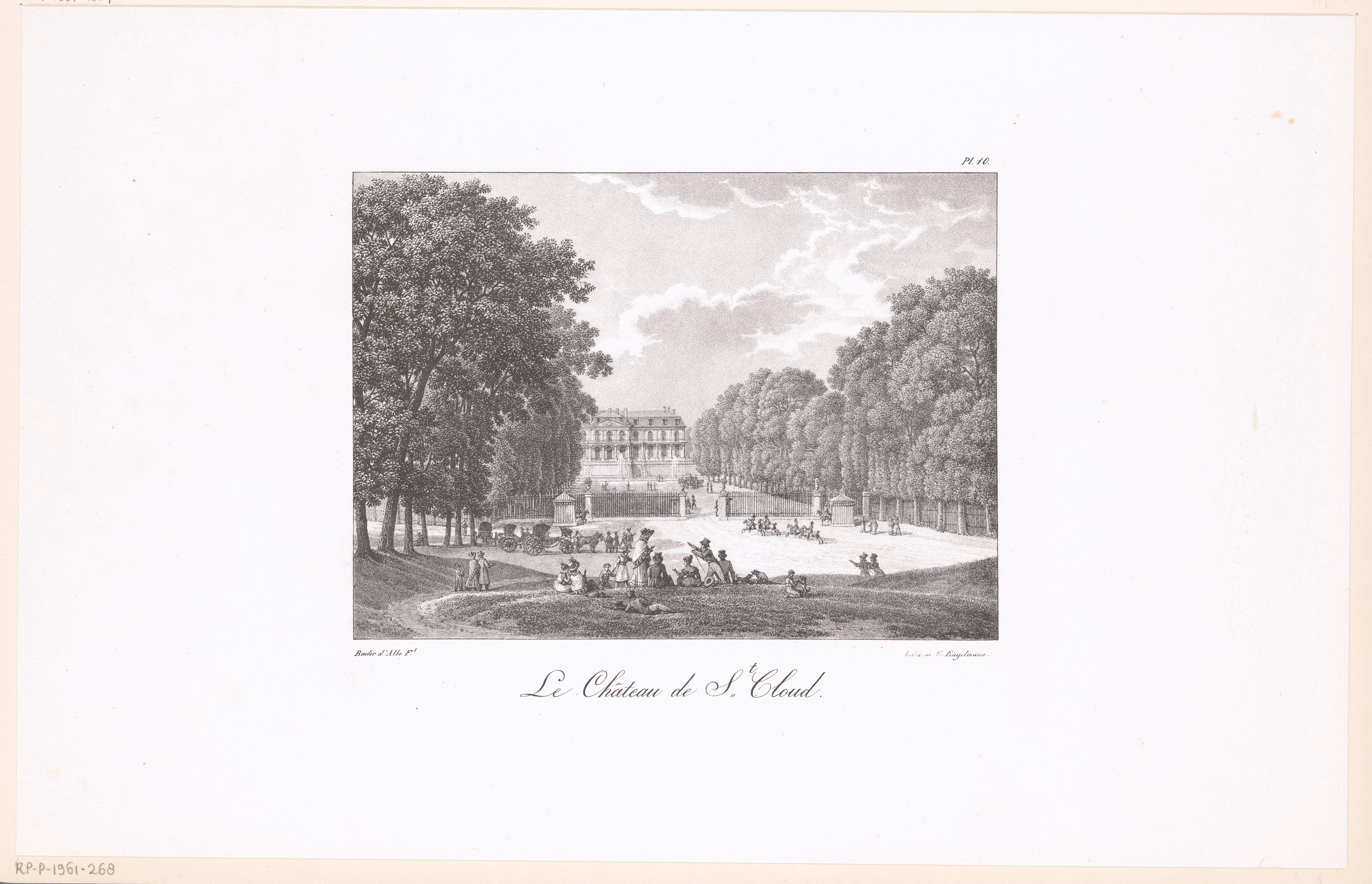 Zicht op het Kasteel van Saint-Cloud vanuit het park