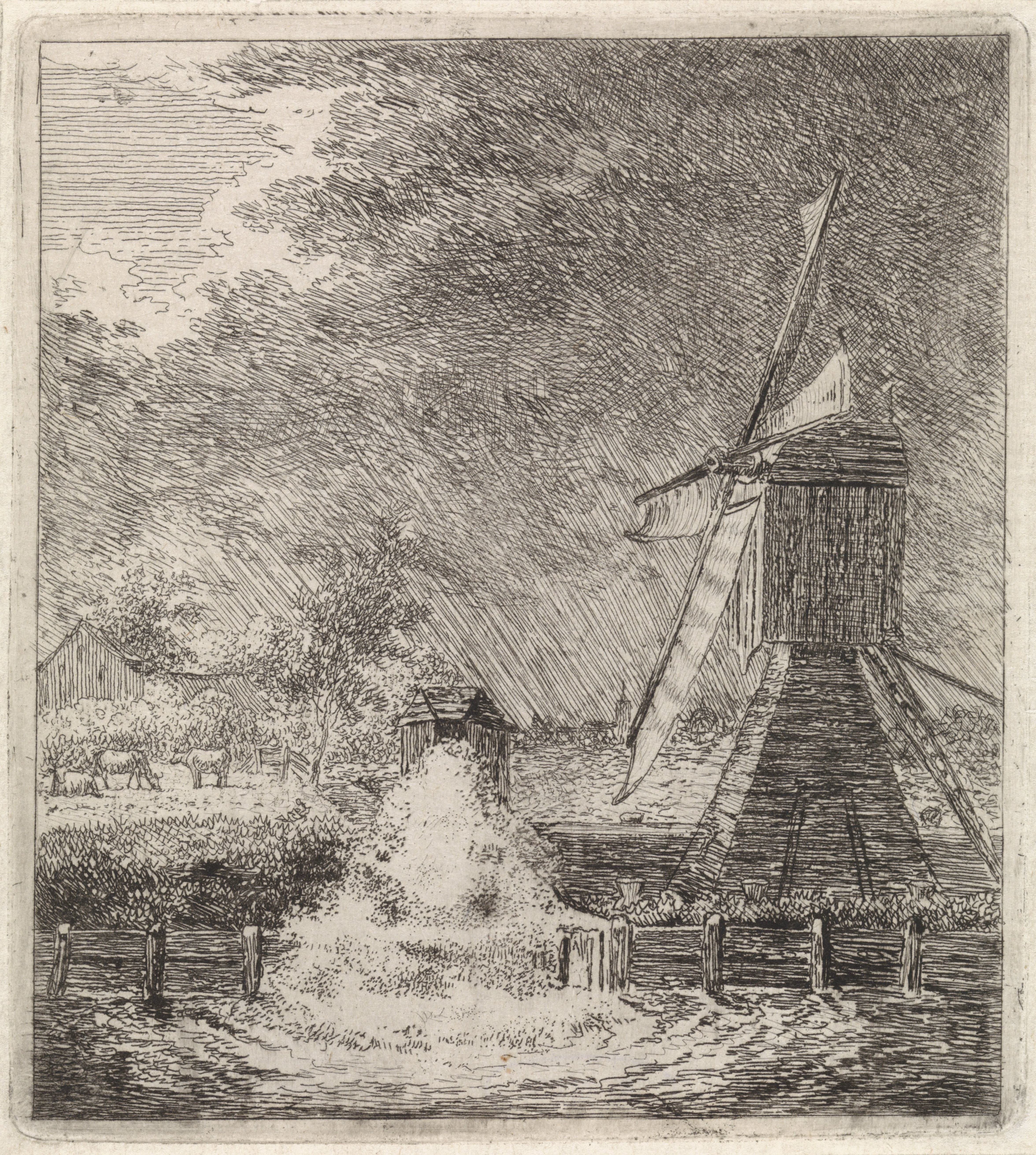 Landschap met watermolen