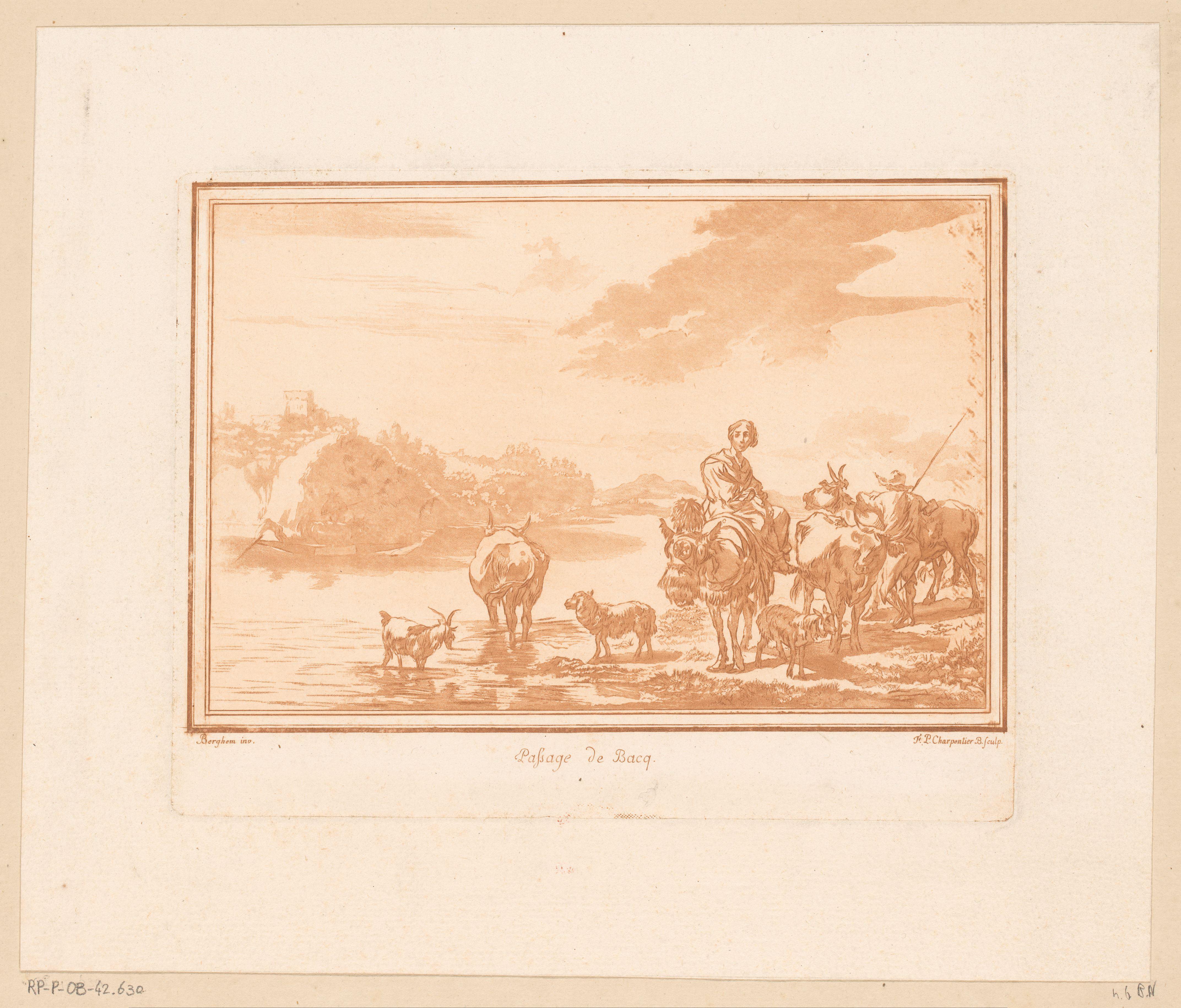 Mediterraan rivierlandschap met herders