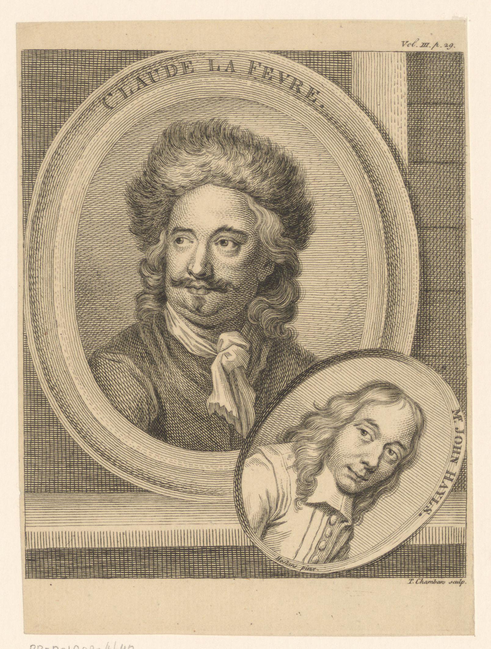 Portret van Claude Lefèbvre en John Hayls in een medaillon