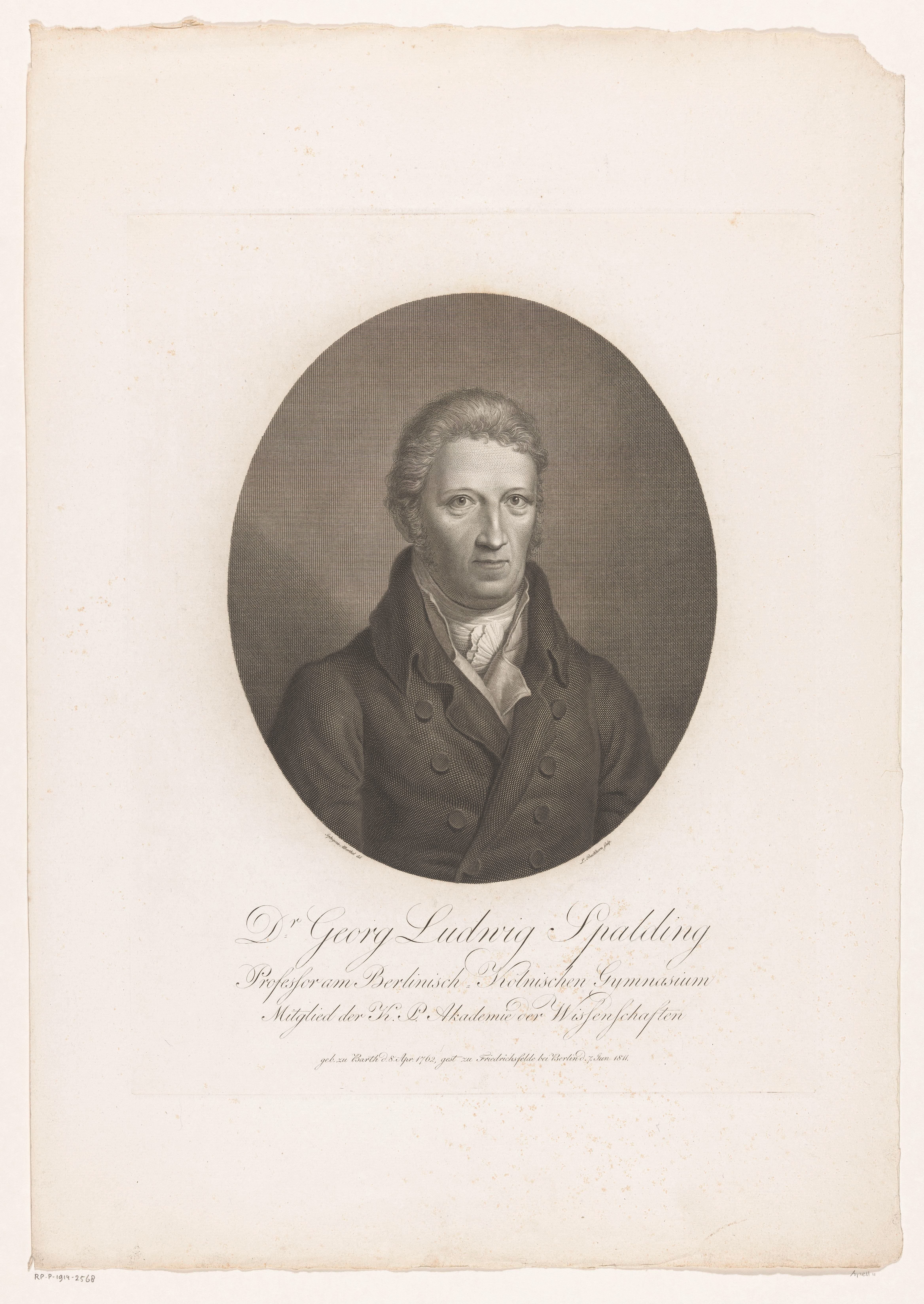 Portret van Georg Ludwig Spalding
