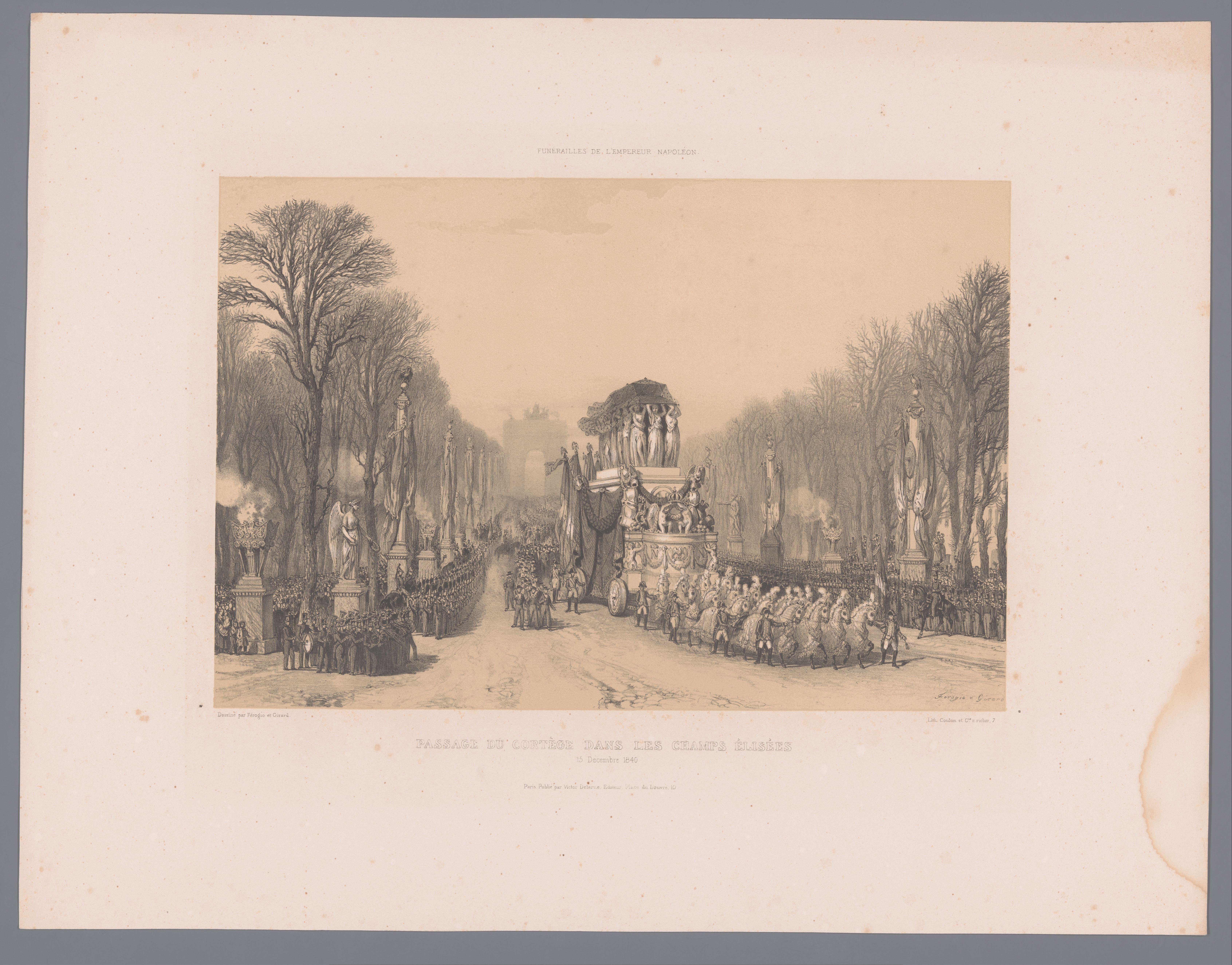 Napoleons rouwstoet trekt over de Champs-Élysées