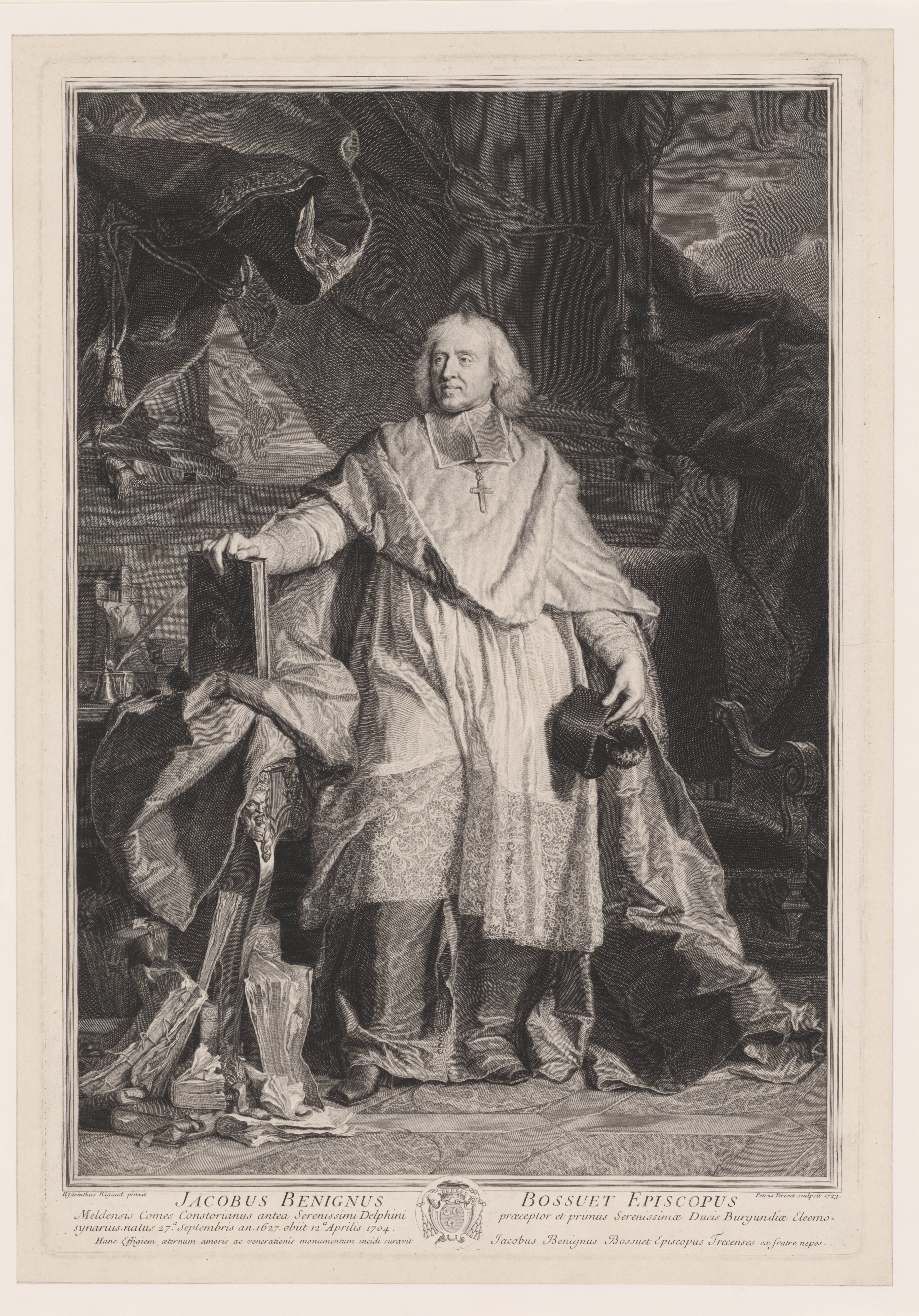 Portret van Jacques-Bénigne Bossuet in zijn studeervertrek