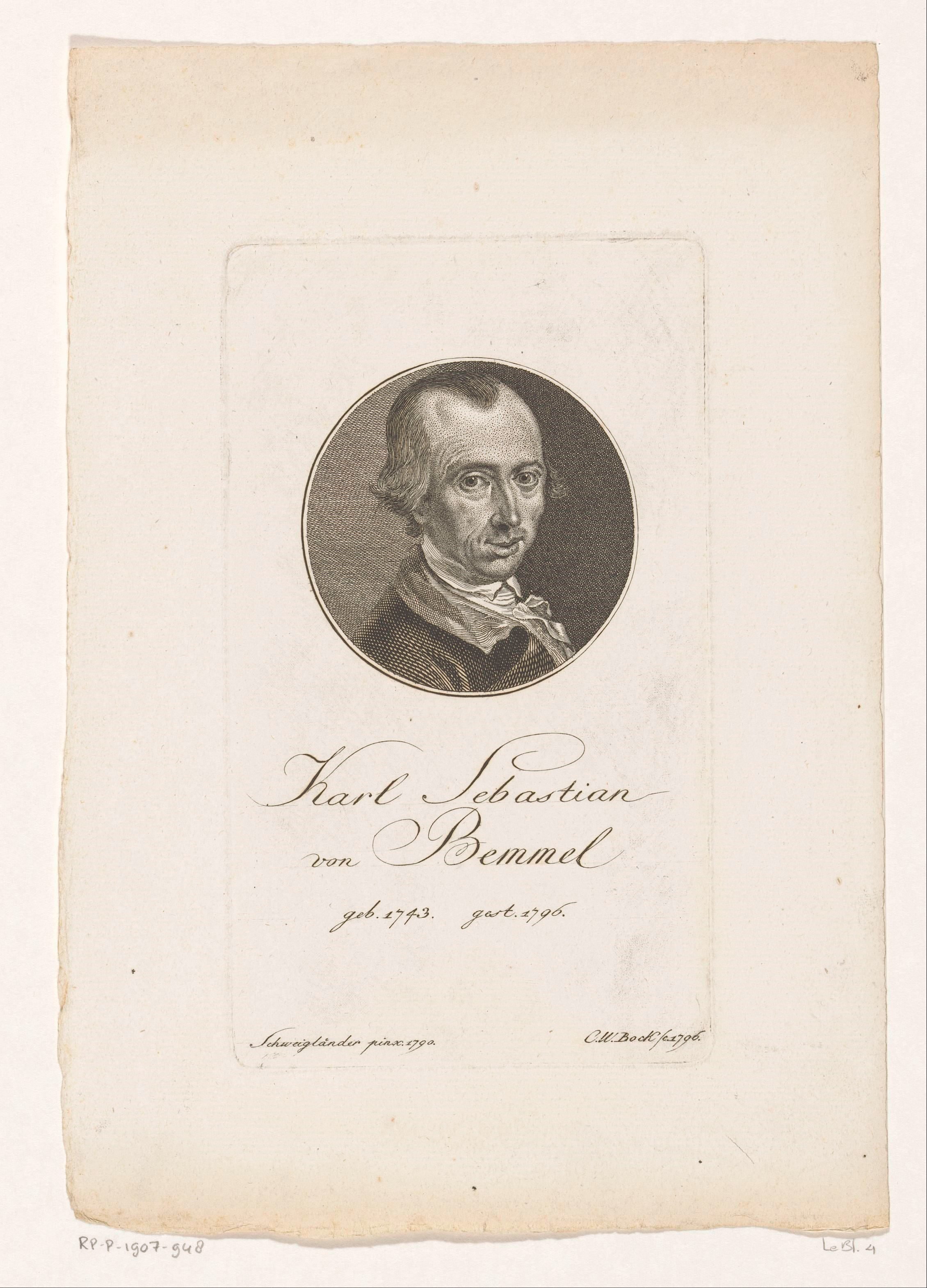 Portret van Carl Sebastian von Bemmel