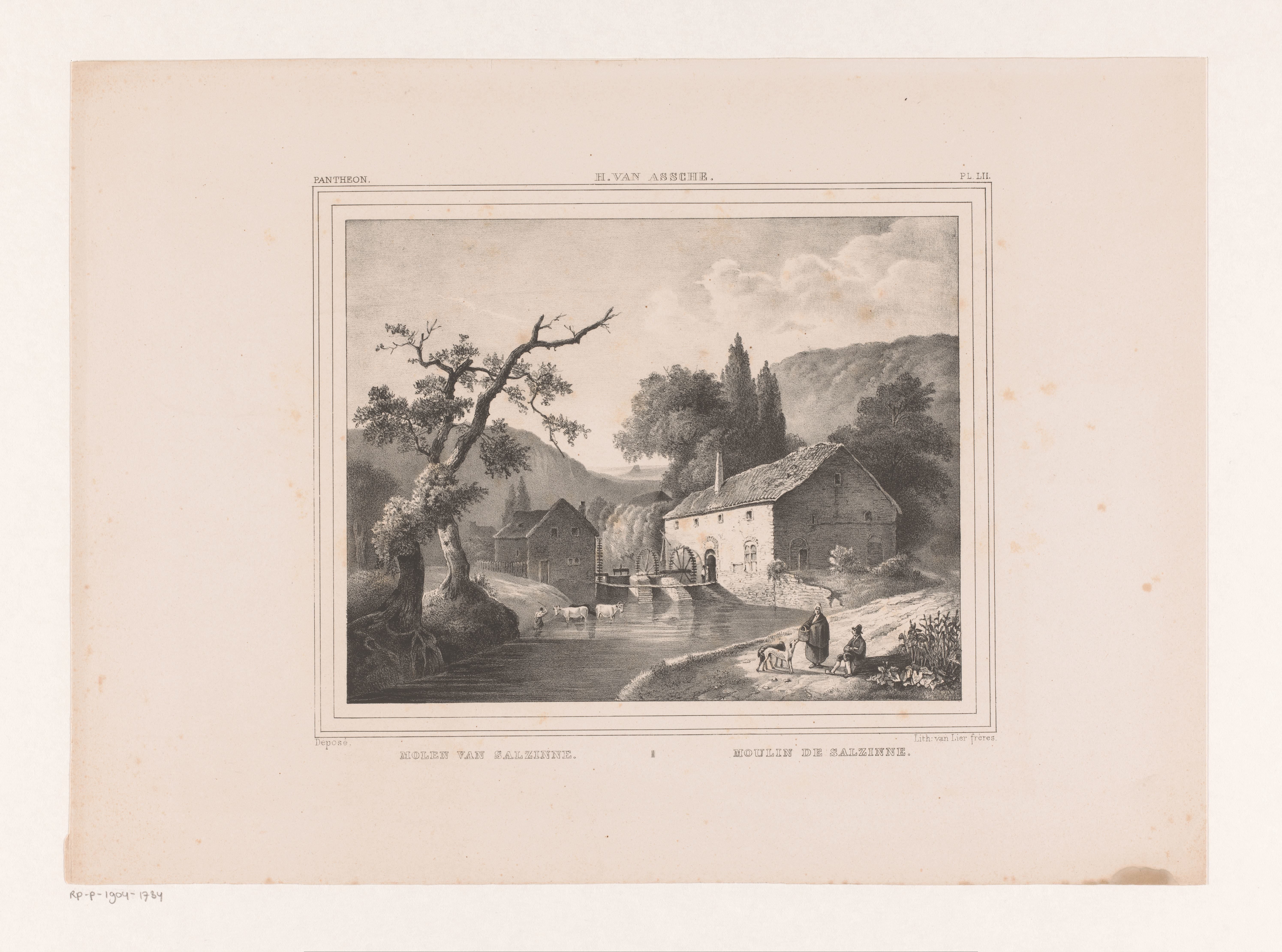 Landschap met ruïne en een fontein