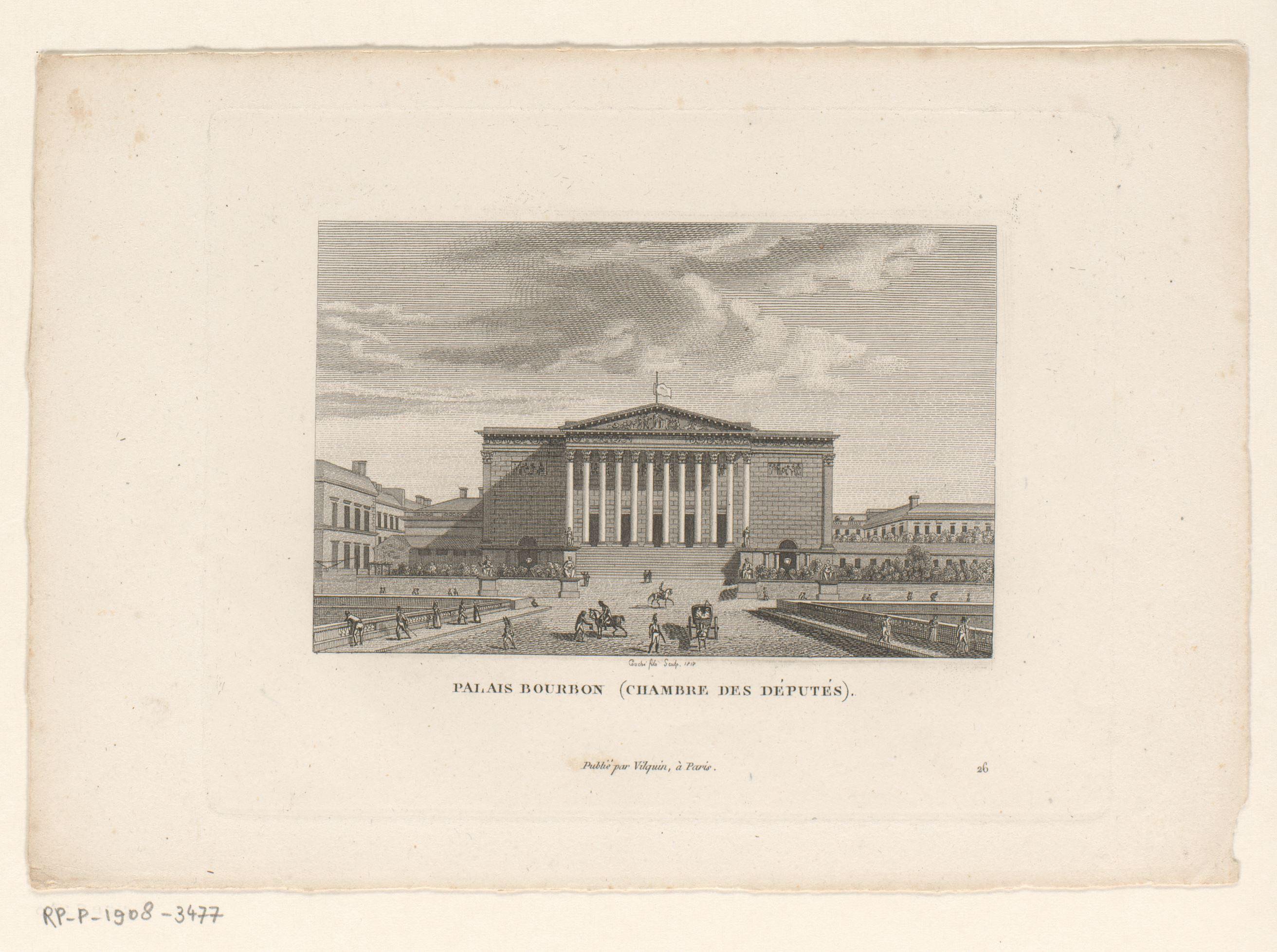 Gezicht op het Palais Bourbon te Parijs