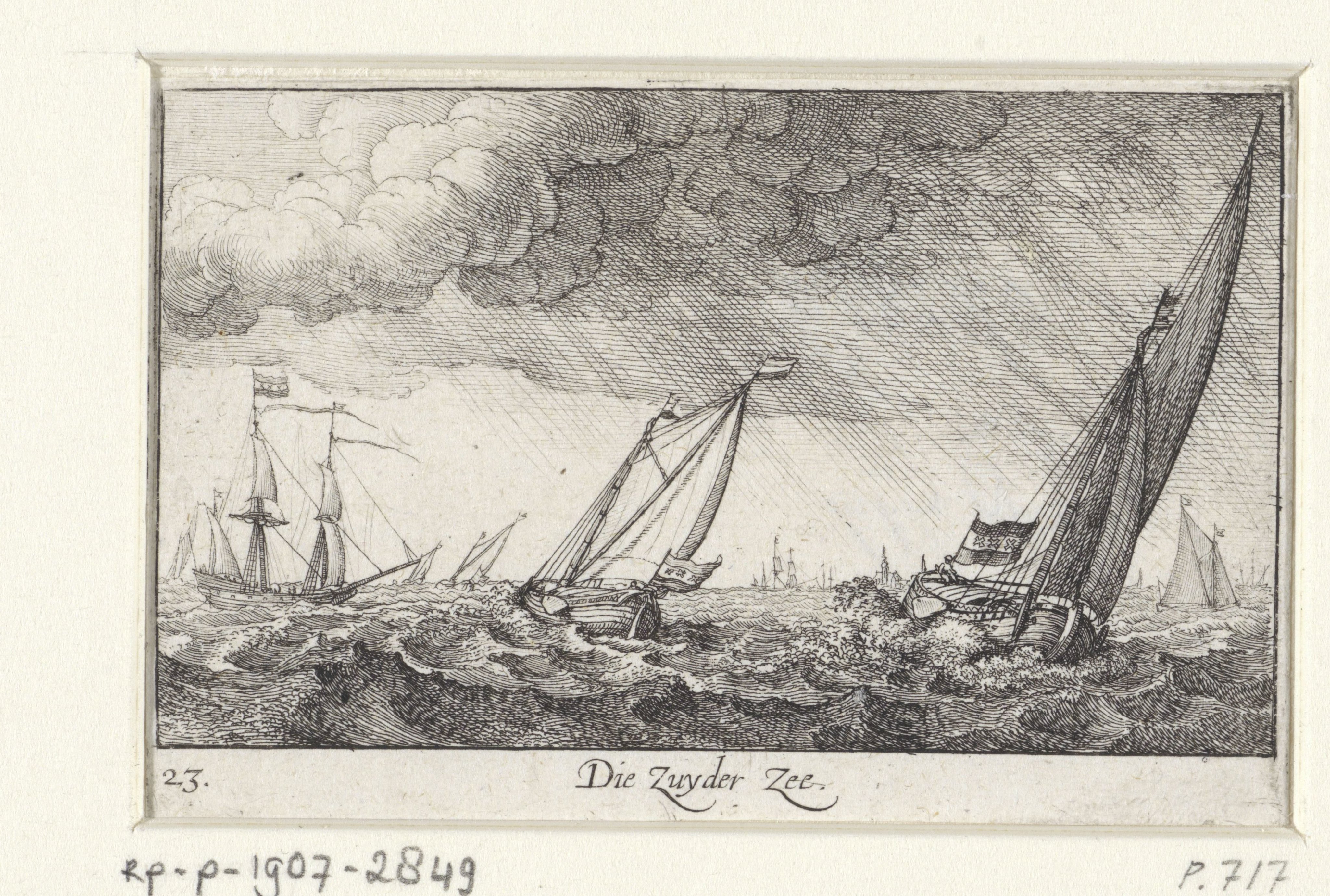 Boten tijdens storm op de Zuiderzee