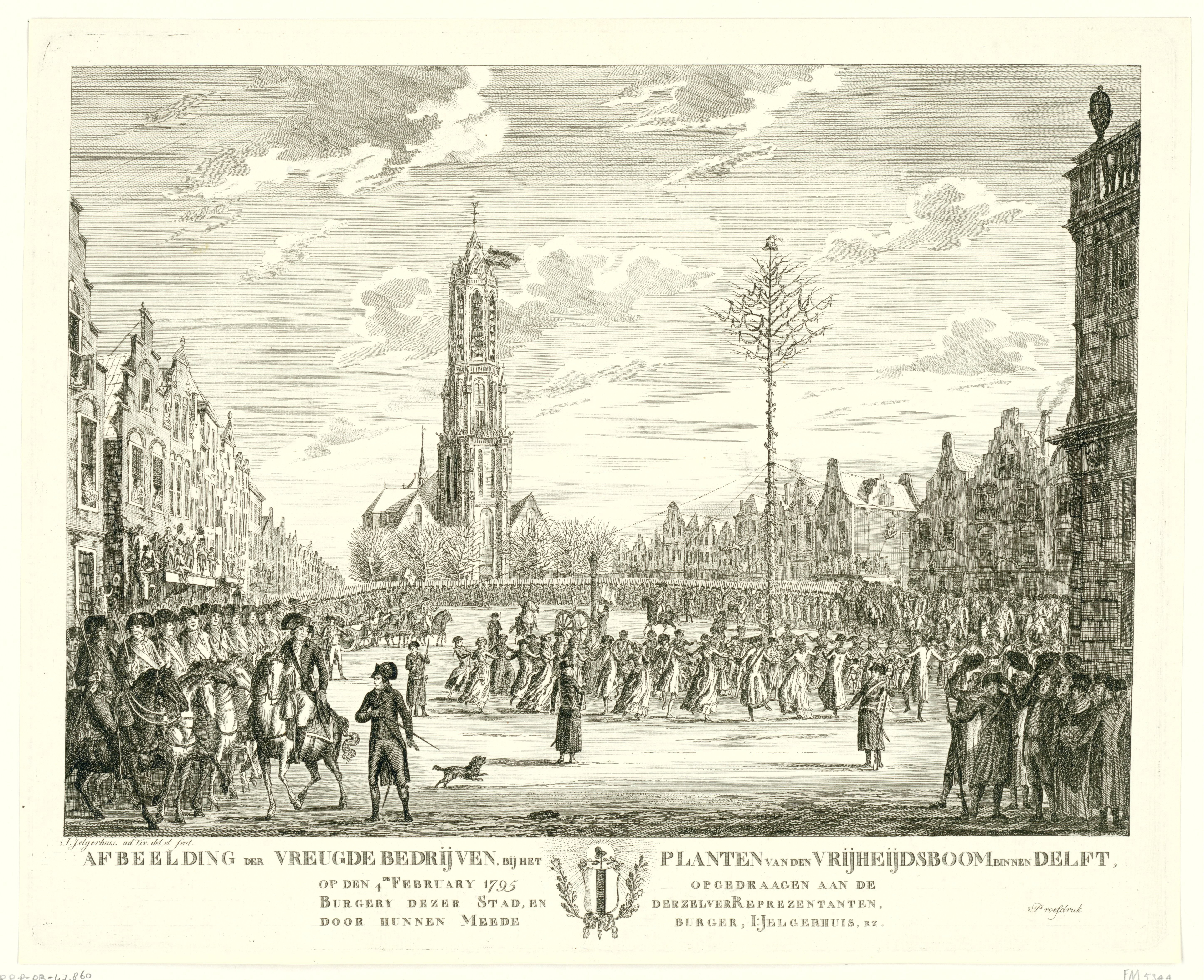 Feest bij planten van vrijheidsboom te Delft, 1795