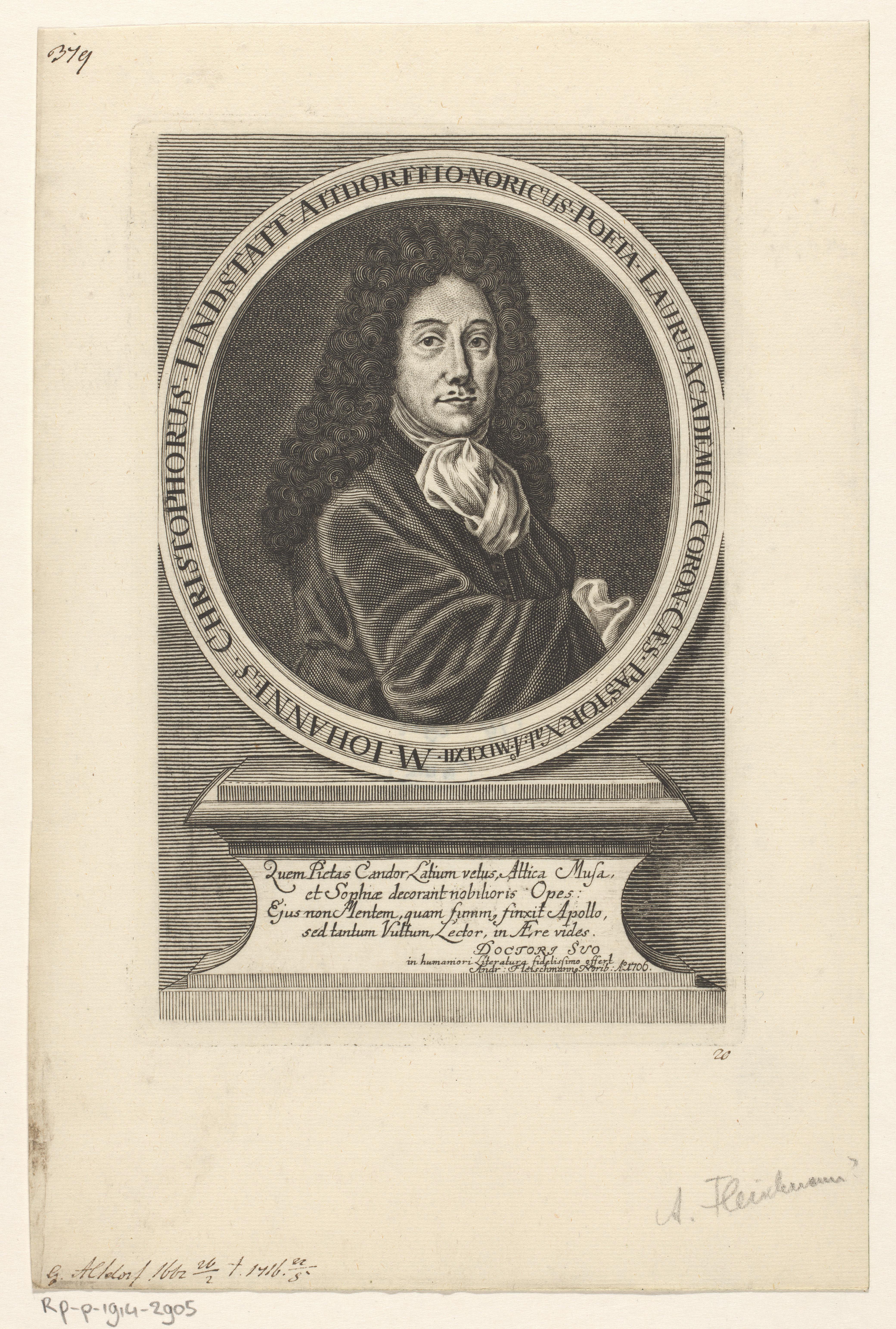 Portret van Johann Christoph Lindstatt op 44-jarige leeftijd