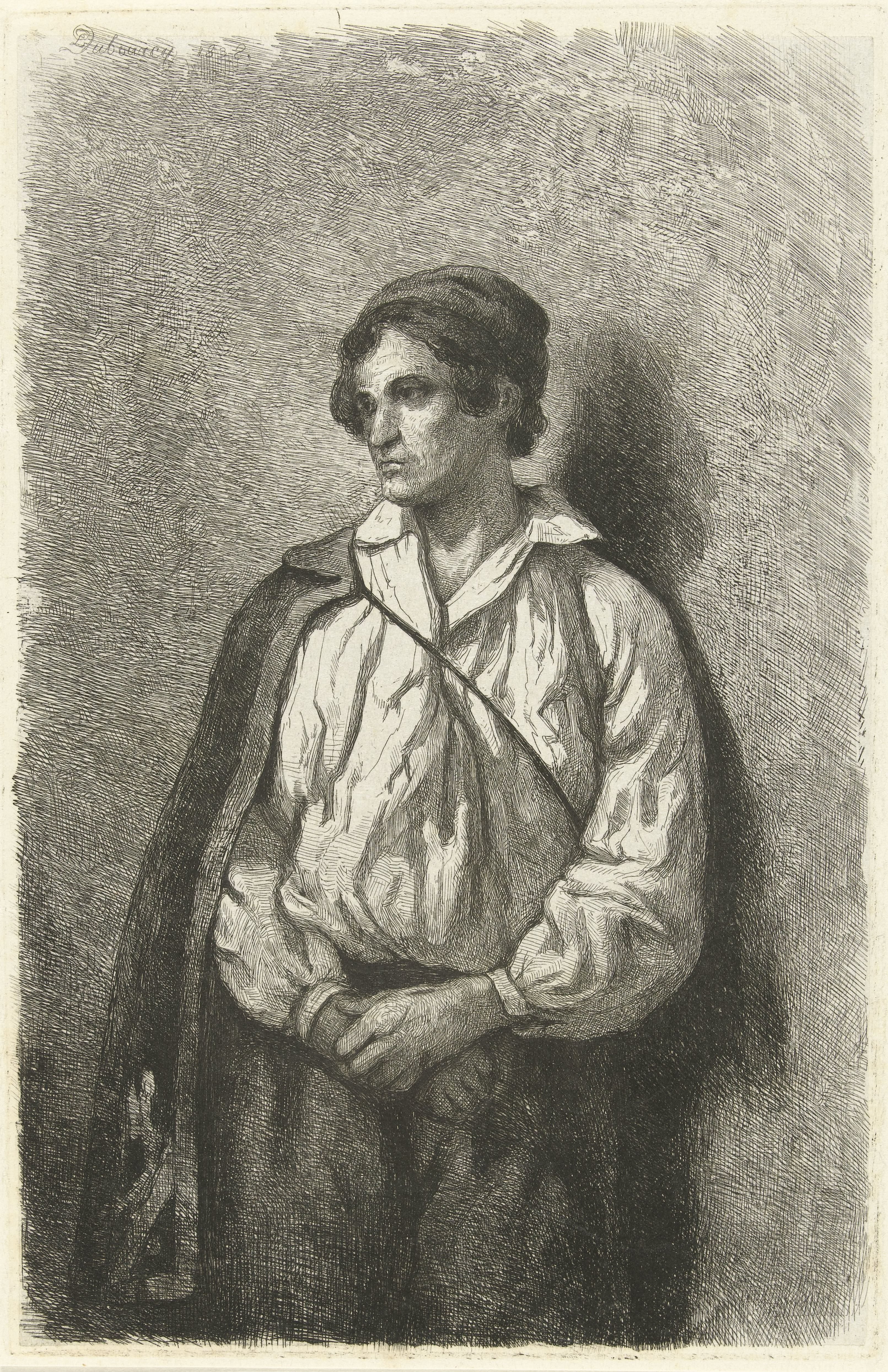 Portret van een onbekende jonge man met muts en cape