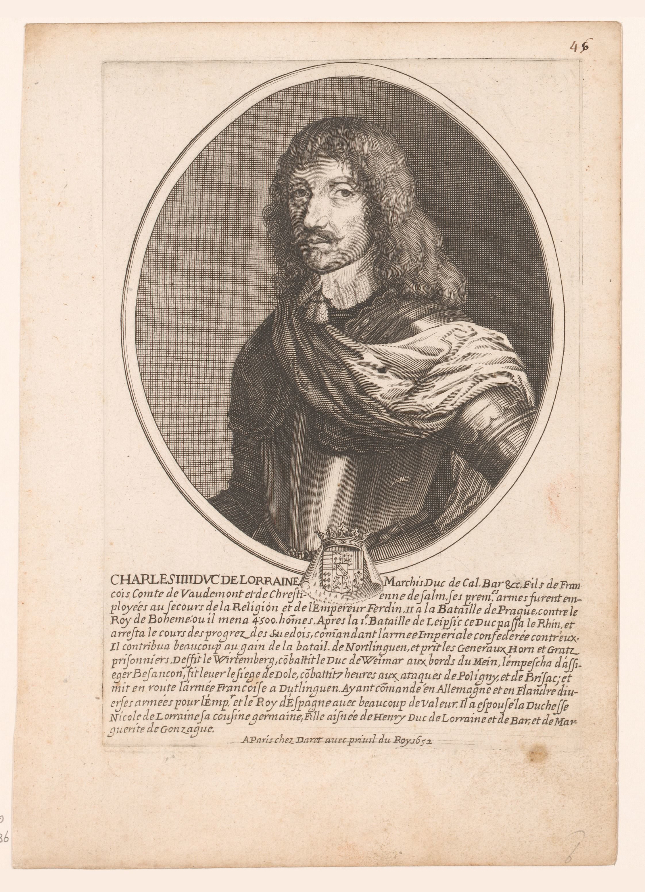 Portret van Karel IV, hertog van Lotharingen