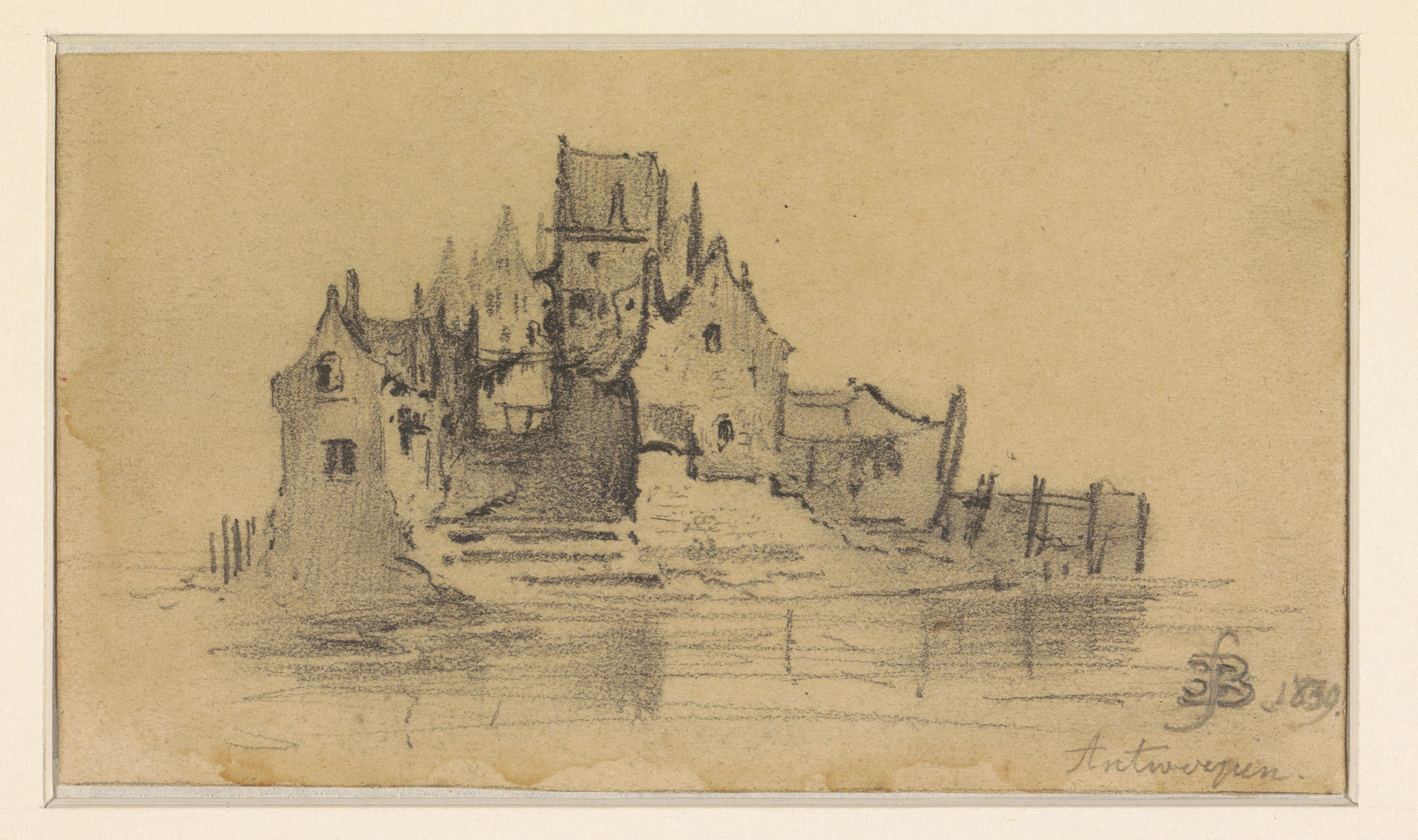 Groepje huizen omringd door water