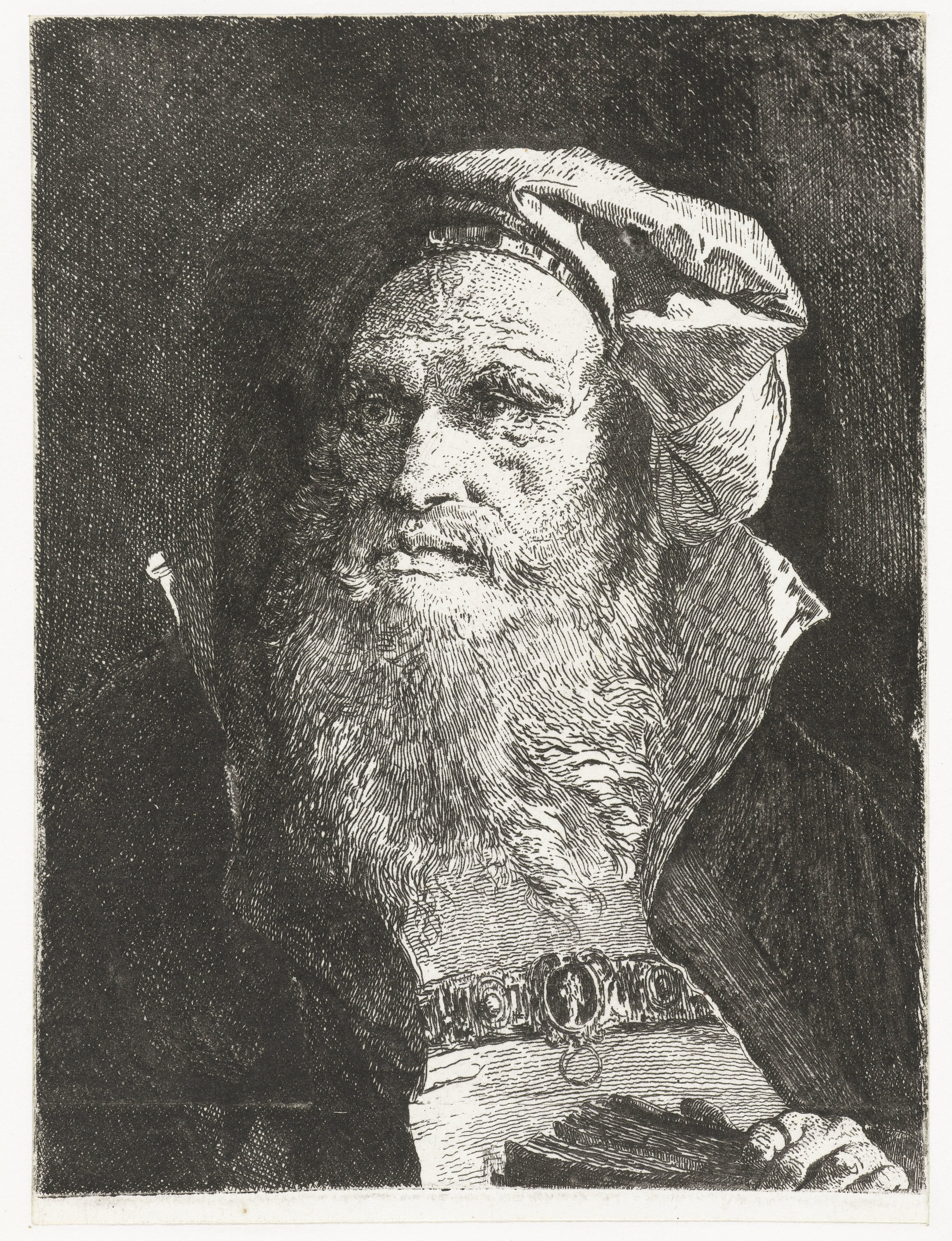 Oude man met baard en boek