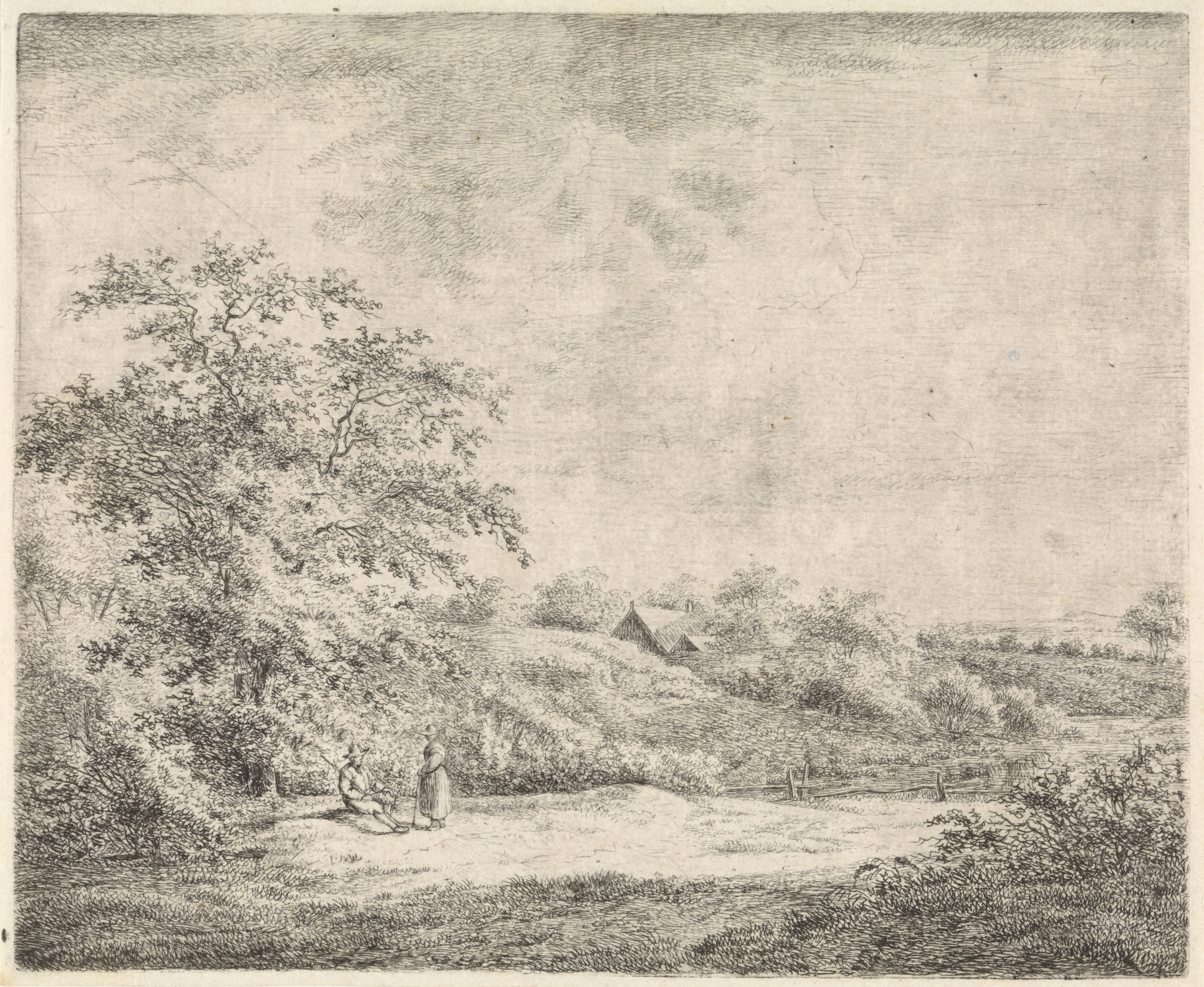 Man en vrouw in heuvelachtig landschap