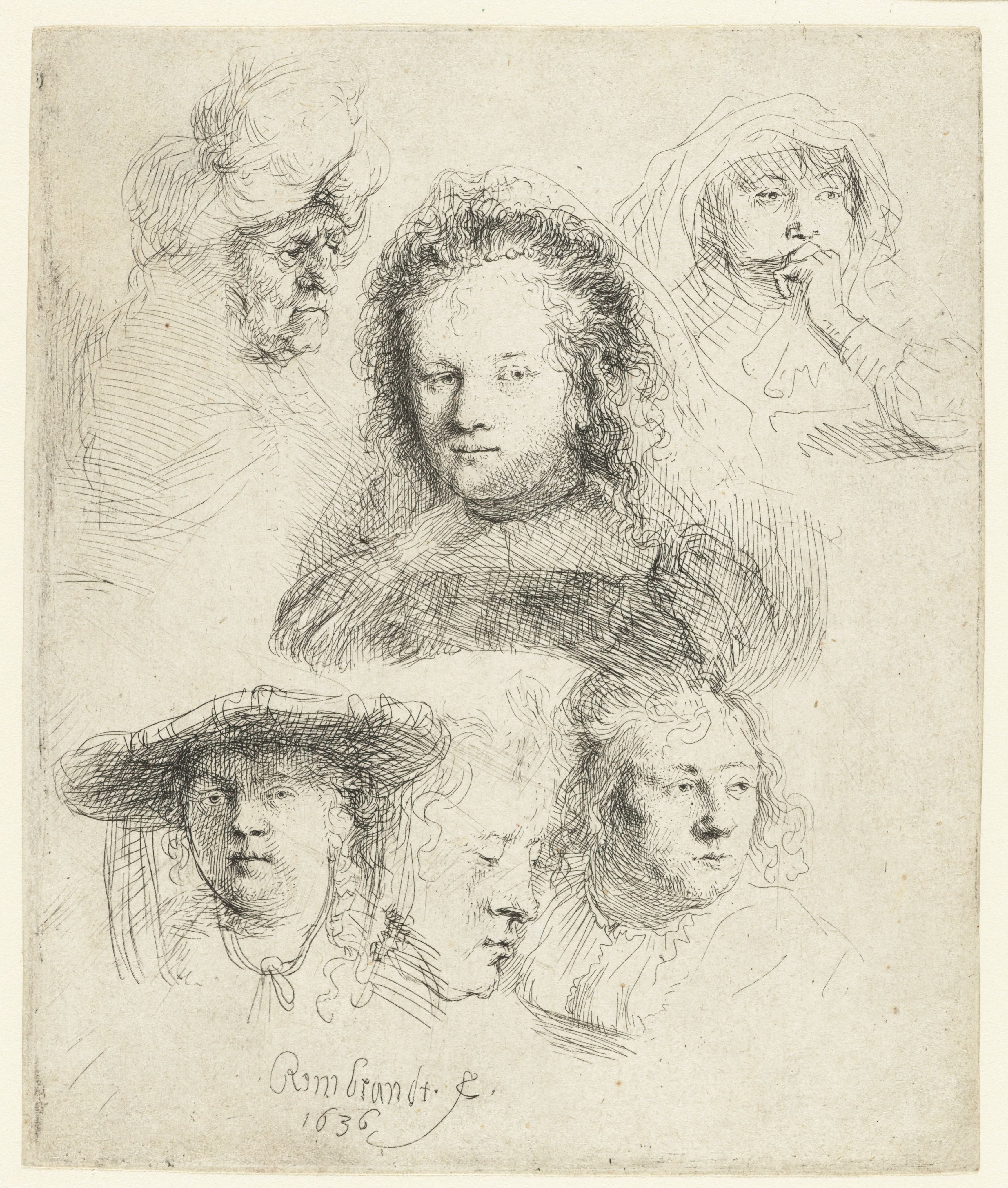 Studies of the Head of Saskia and Others