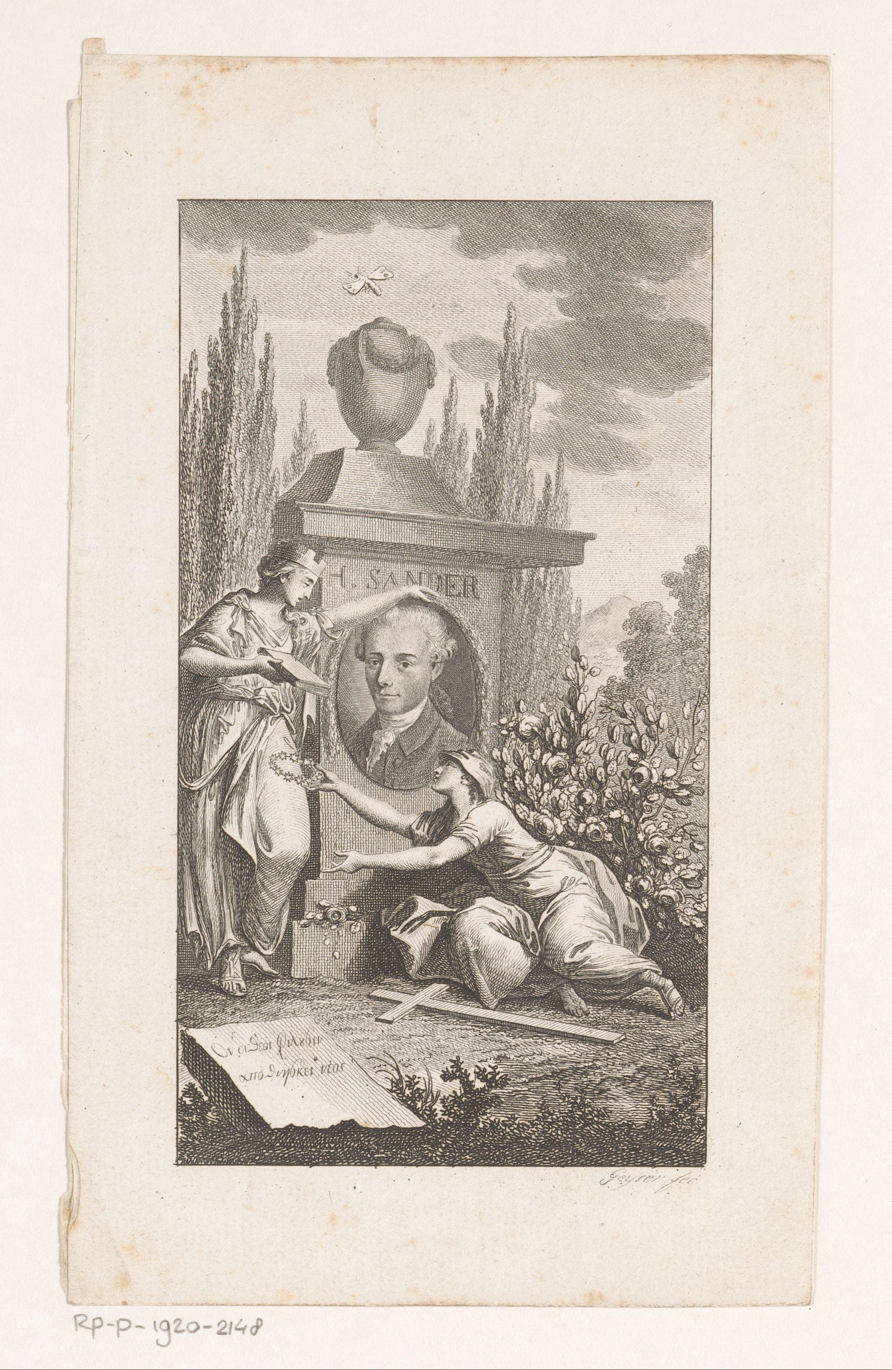 Portret van Heinrich Sander in allegorische setting