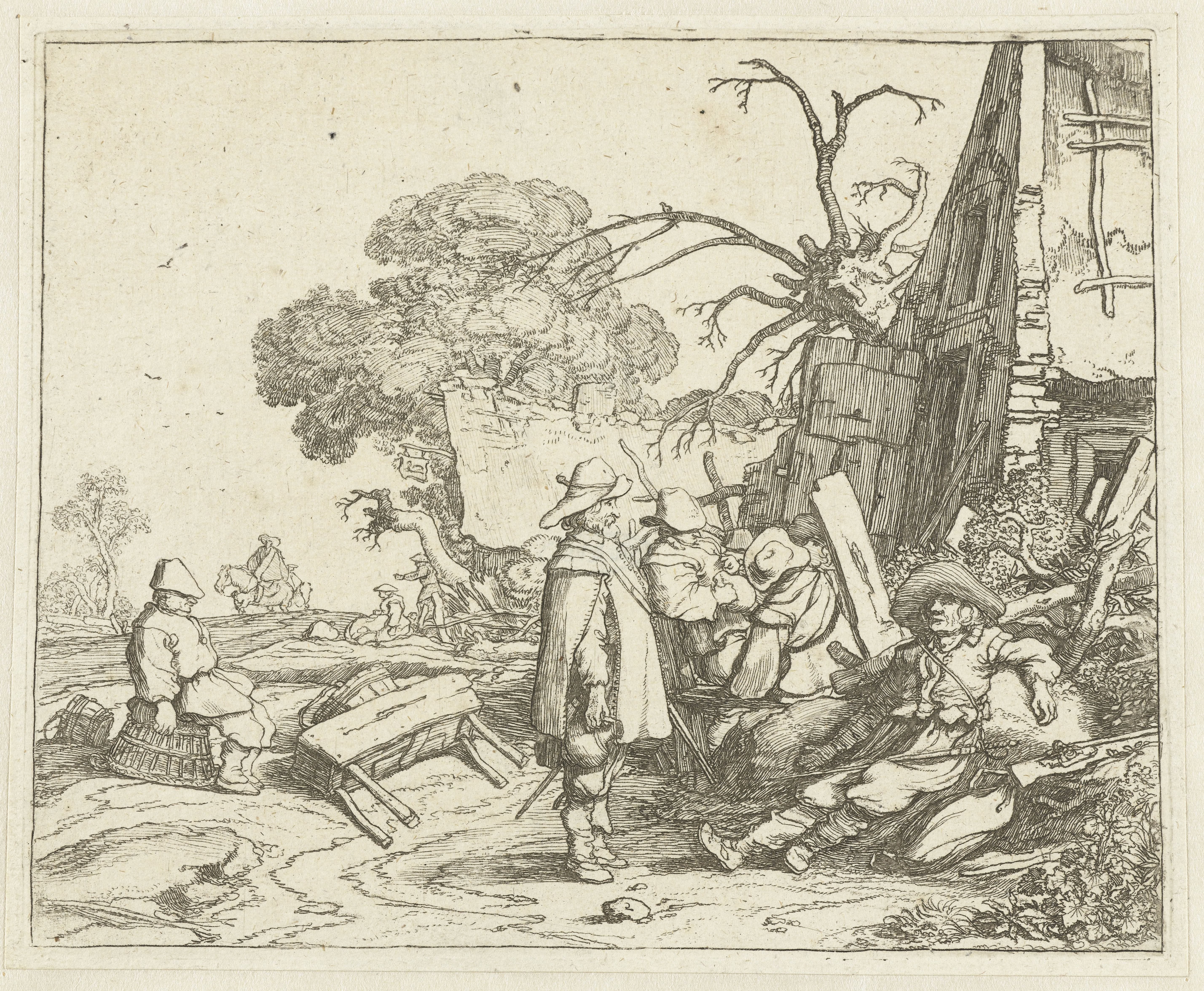 Landschap met soldaten
