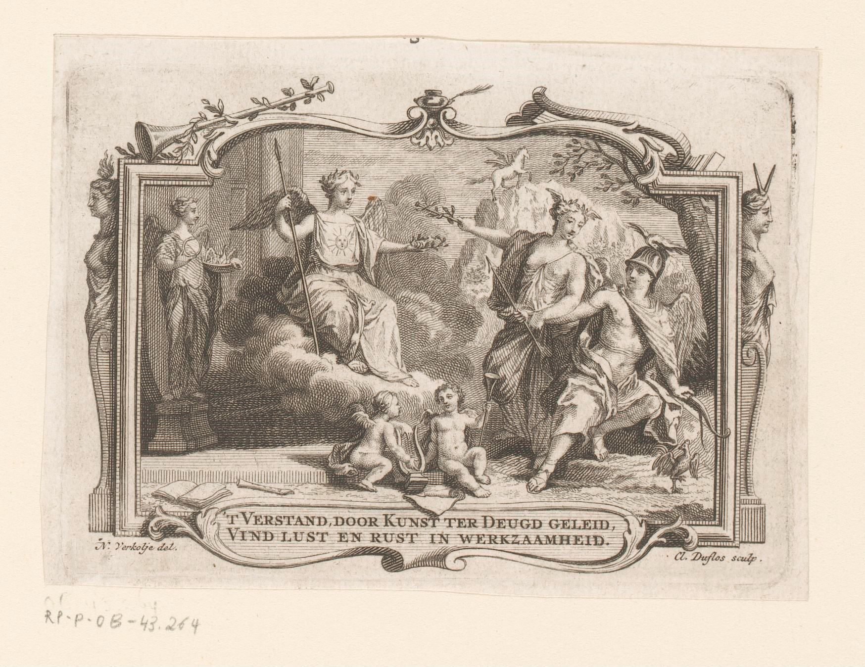 Allegorische voorstelling met Pegasus