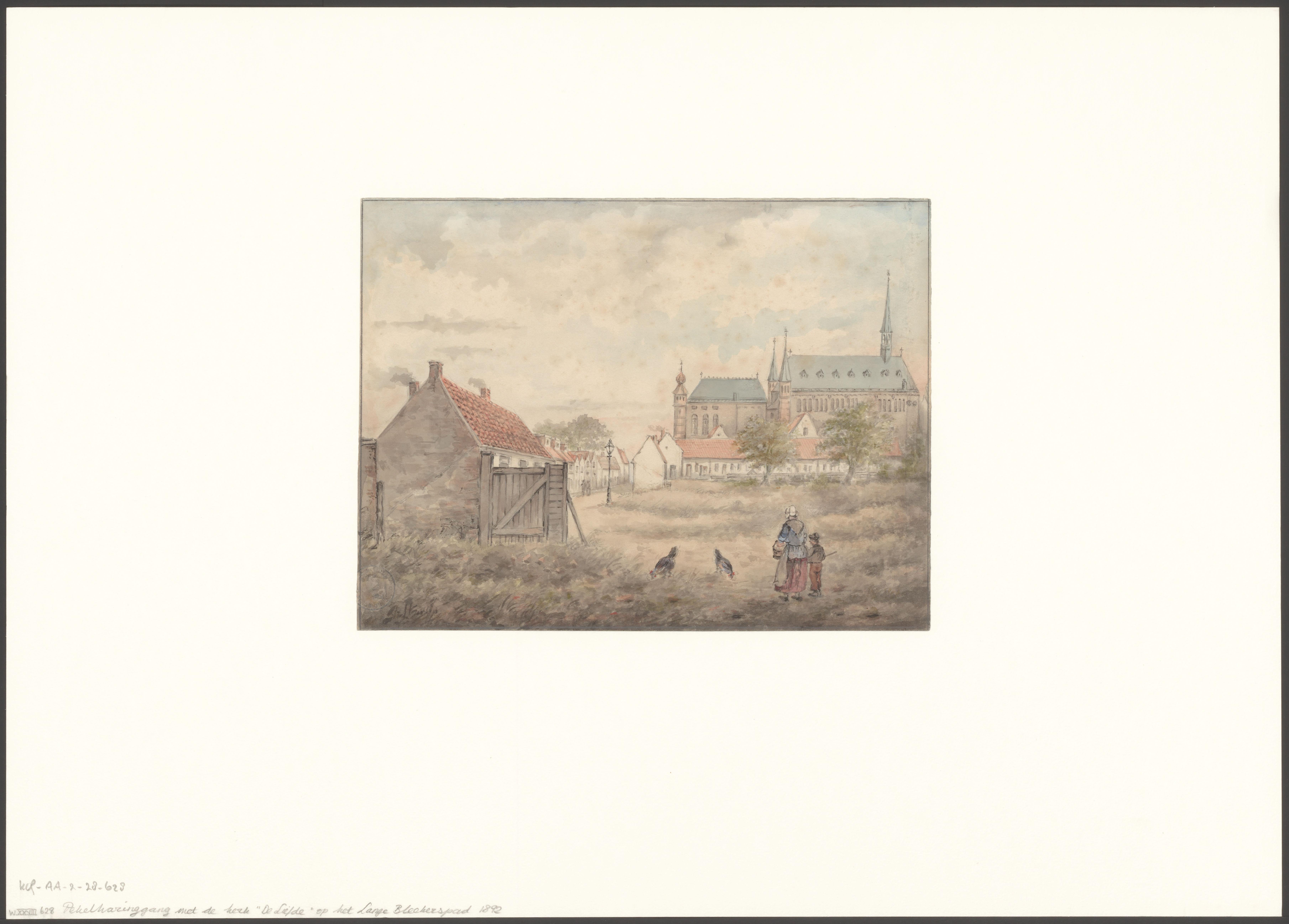 Gezicht op de Pekelharinggang en kerk De Liefde