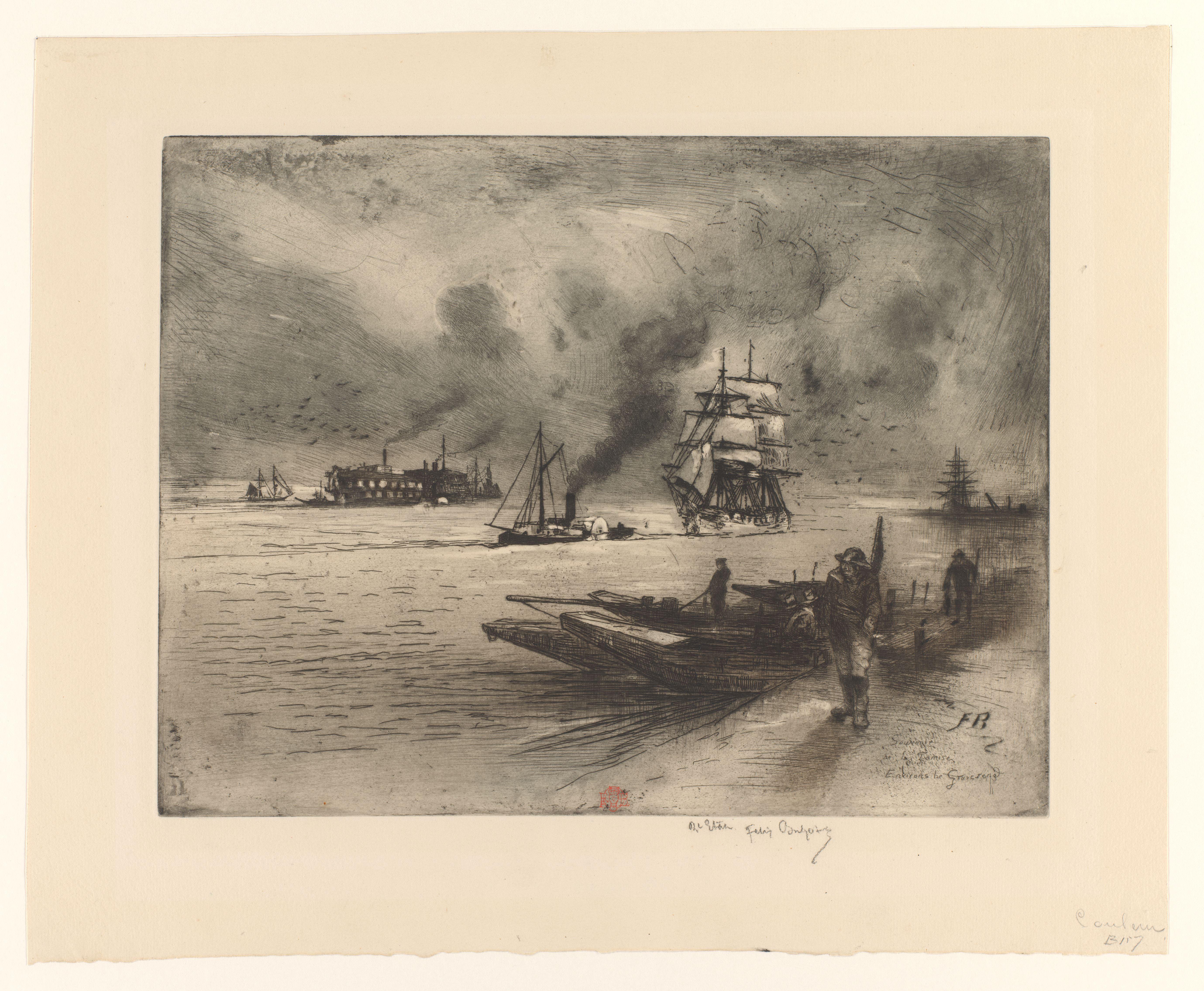 Gezicht op de Theems bij Gravesend