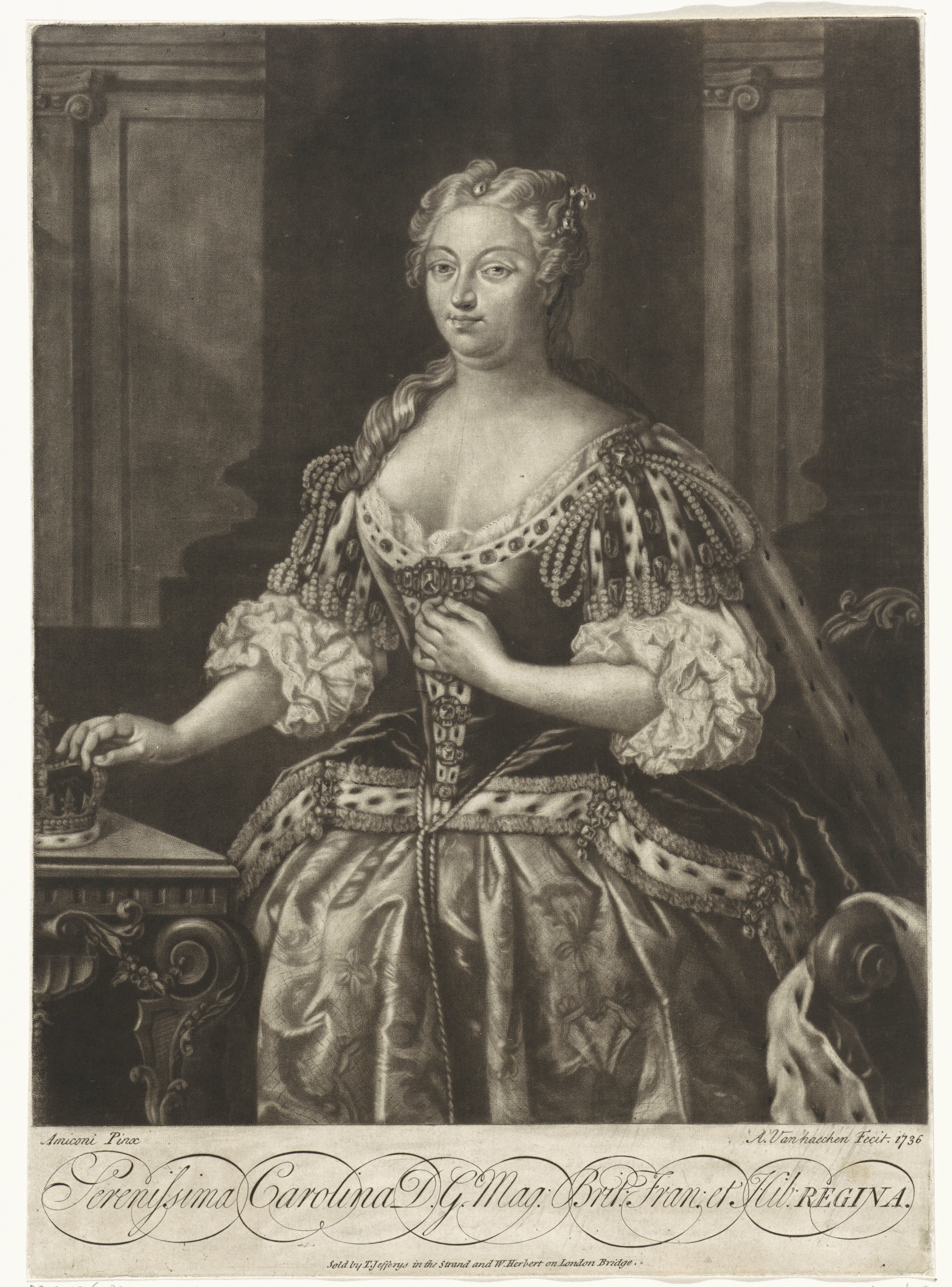 Portret van Caroline van Anspach, koningin van Groot-Brittannië