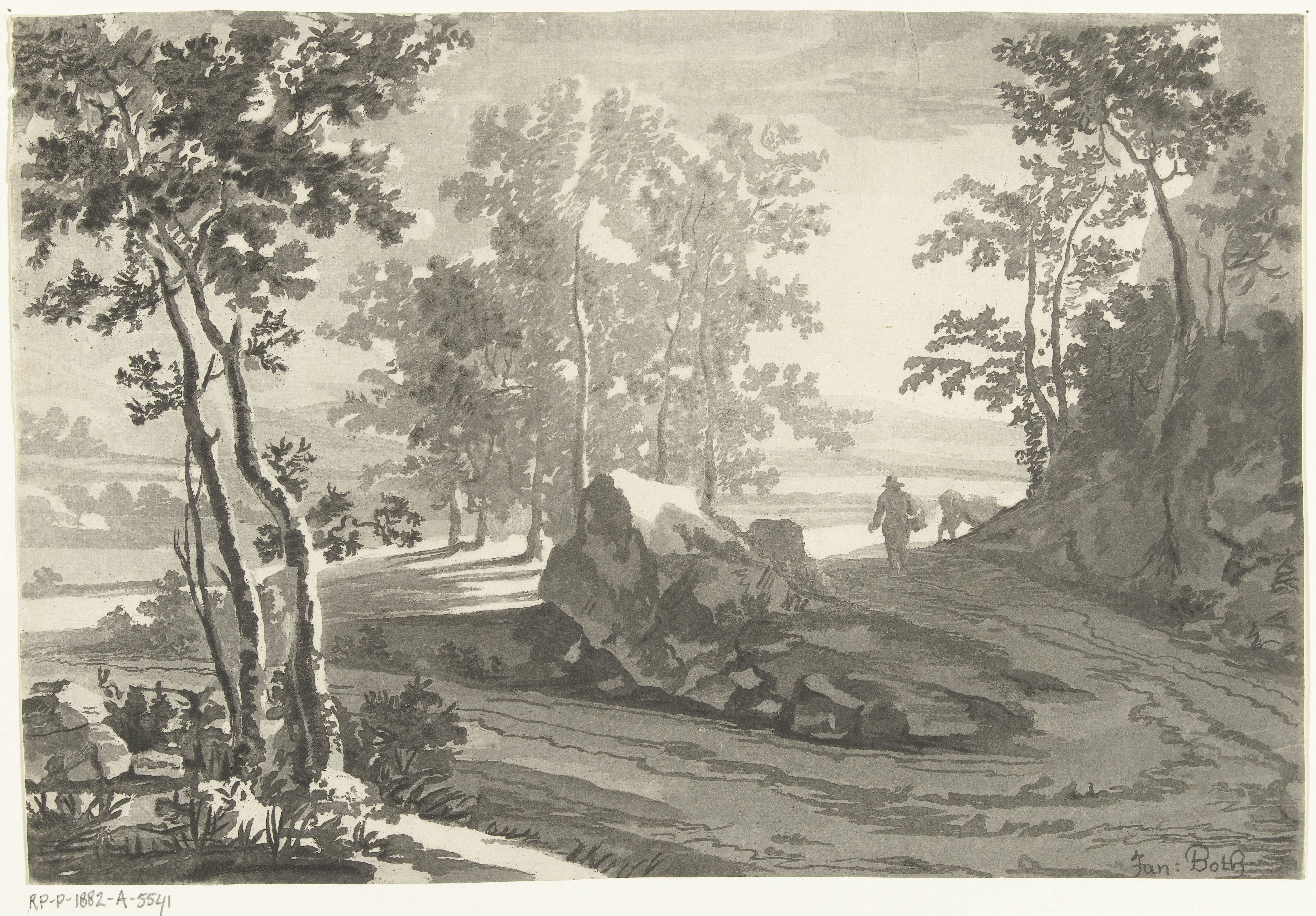 Boomrijk landschap met veedrijver