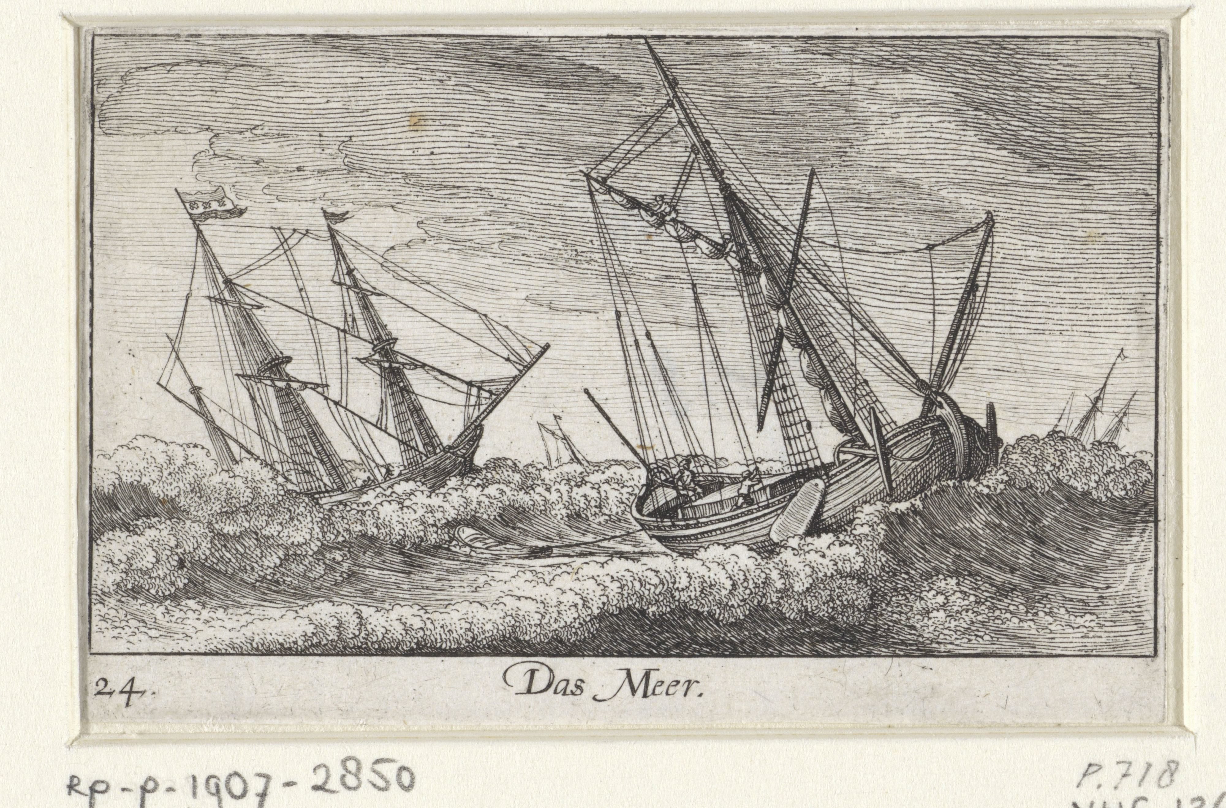 Boten in de storm op zee
