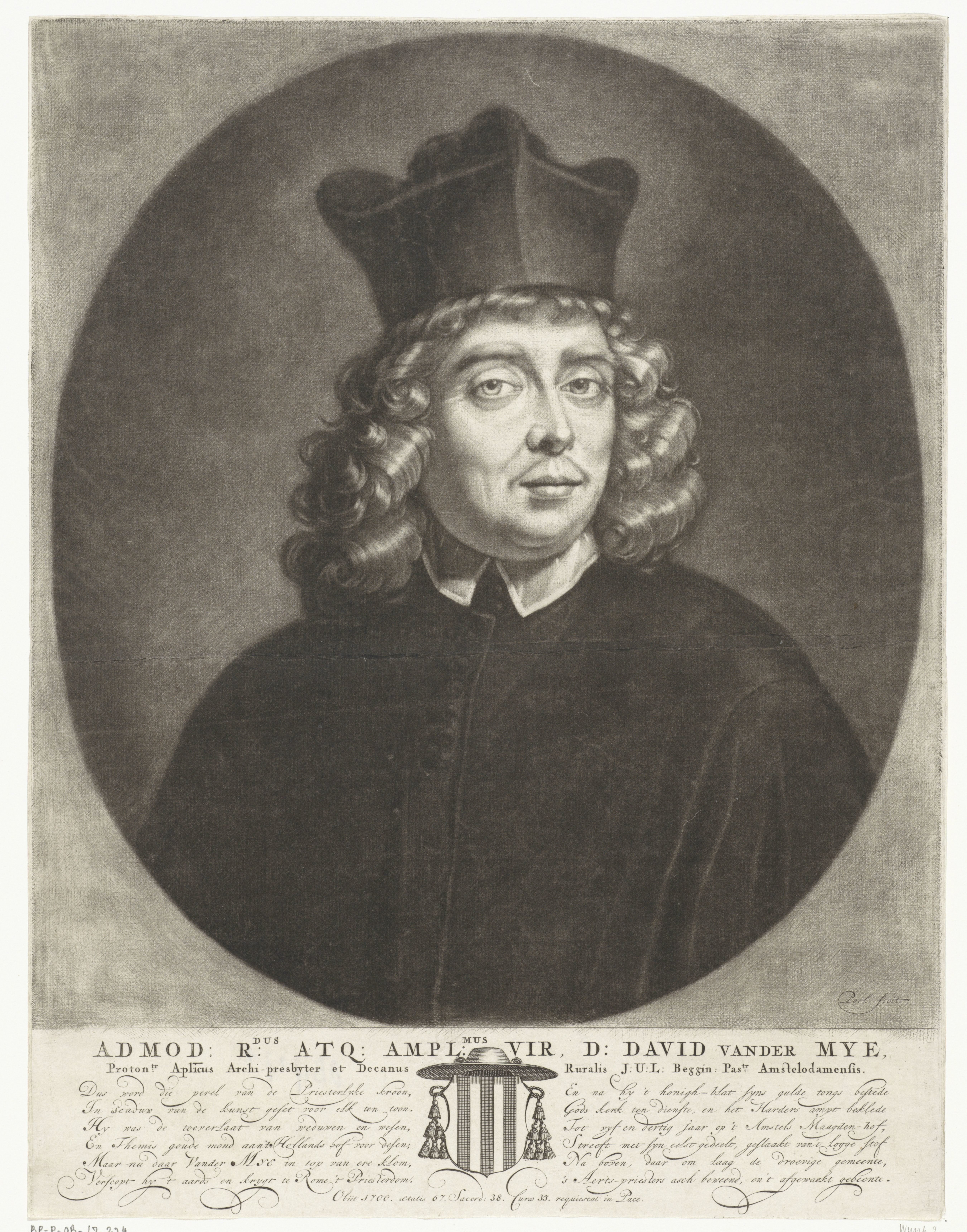 Portret van David van der Mye, pastoor te Amsterdam