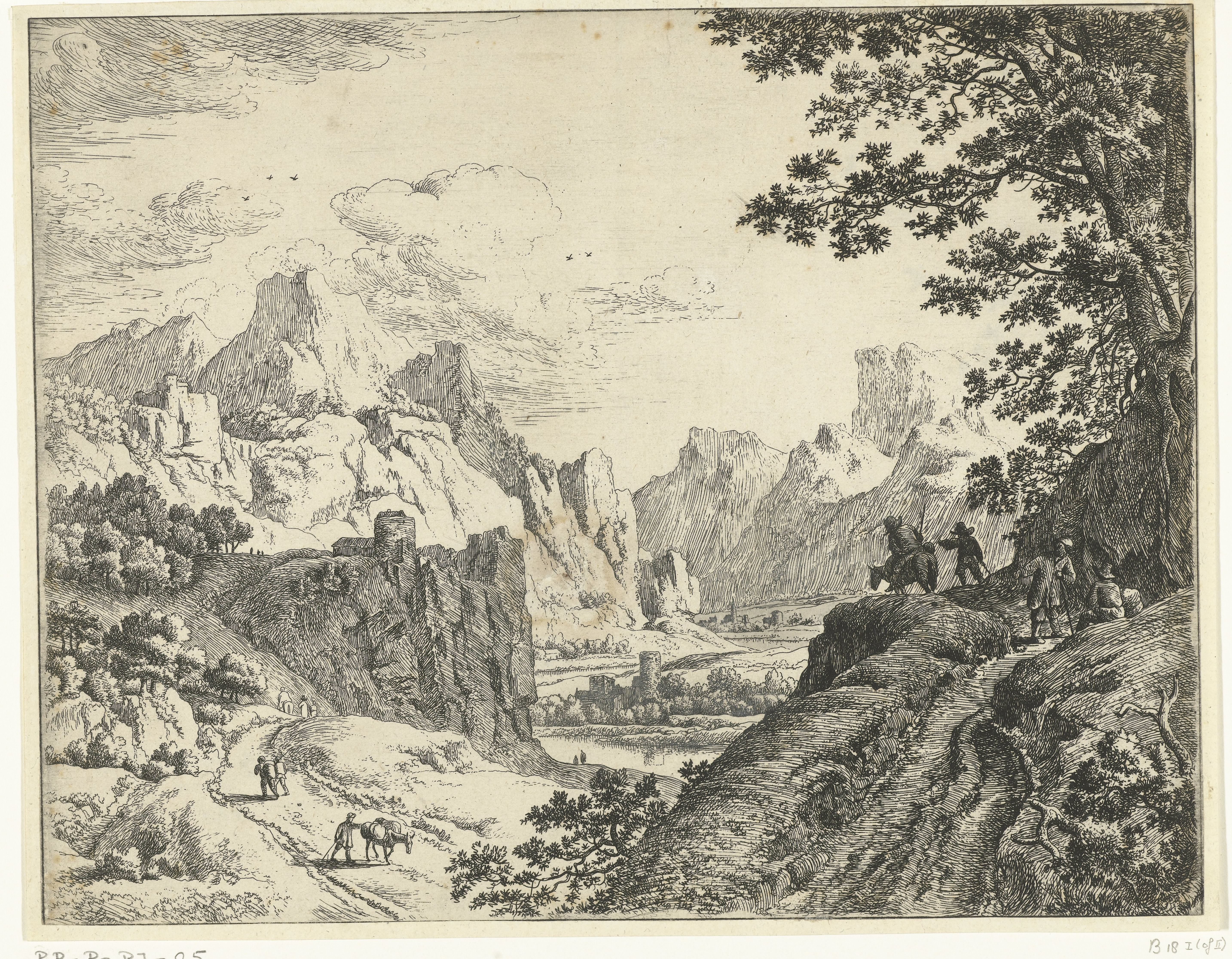 Rivierlandschap met reizigers