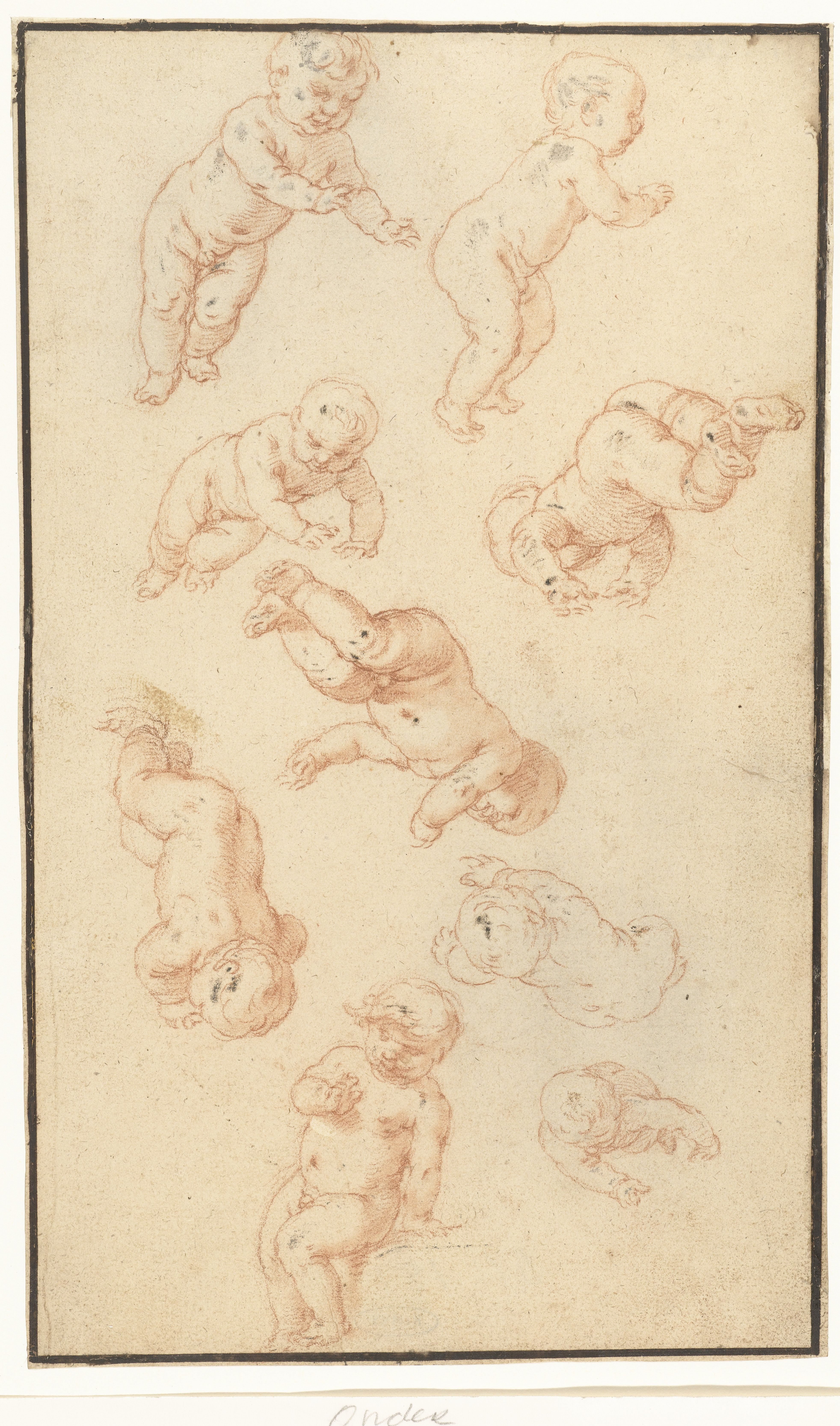 Studieblad met negen putti