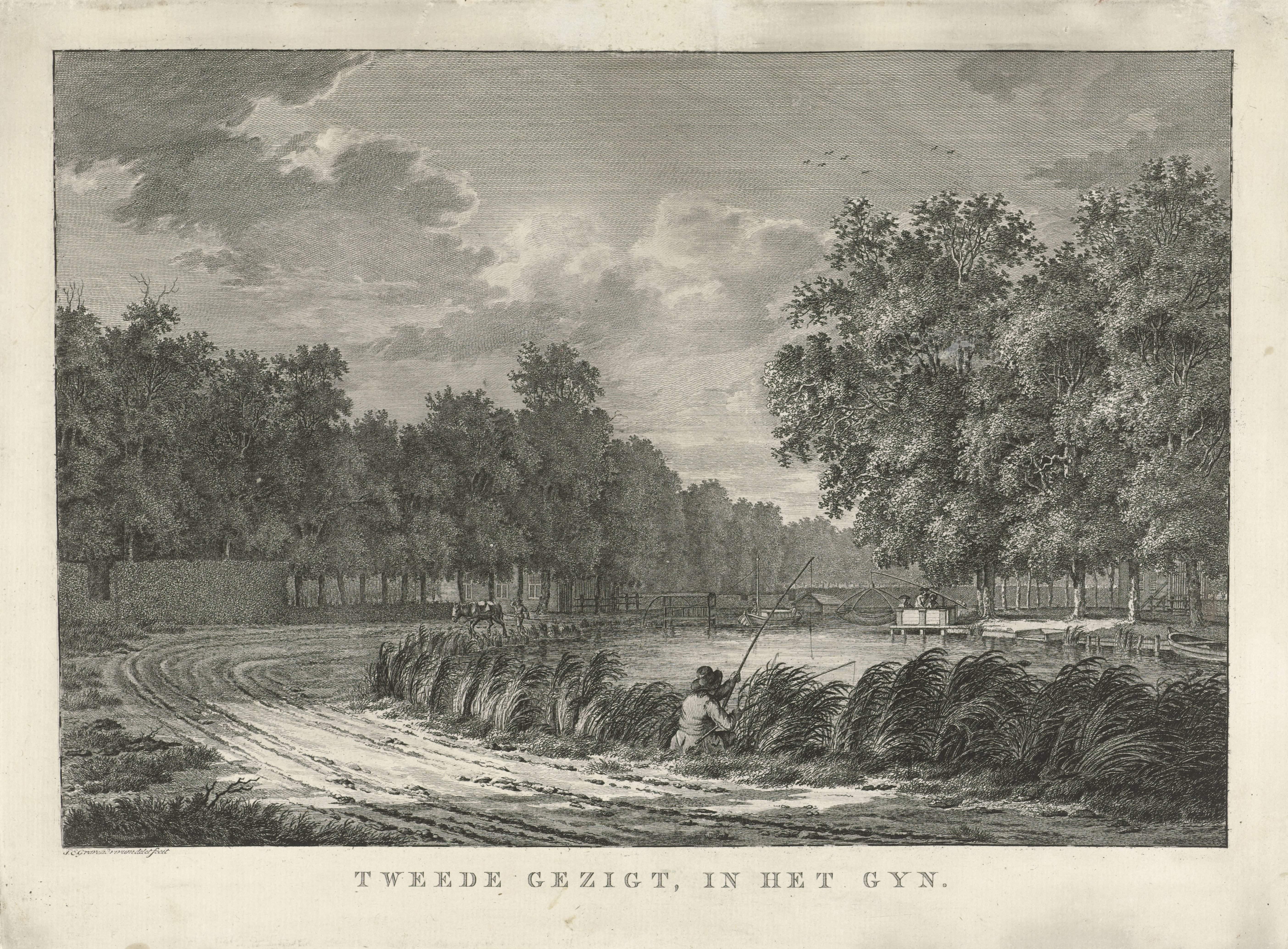 Landschap met een visser aan de oever van het Gein