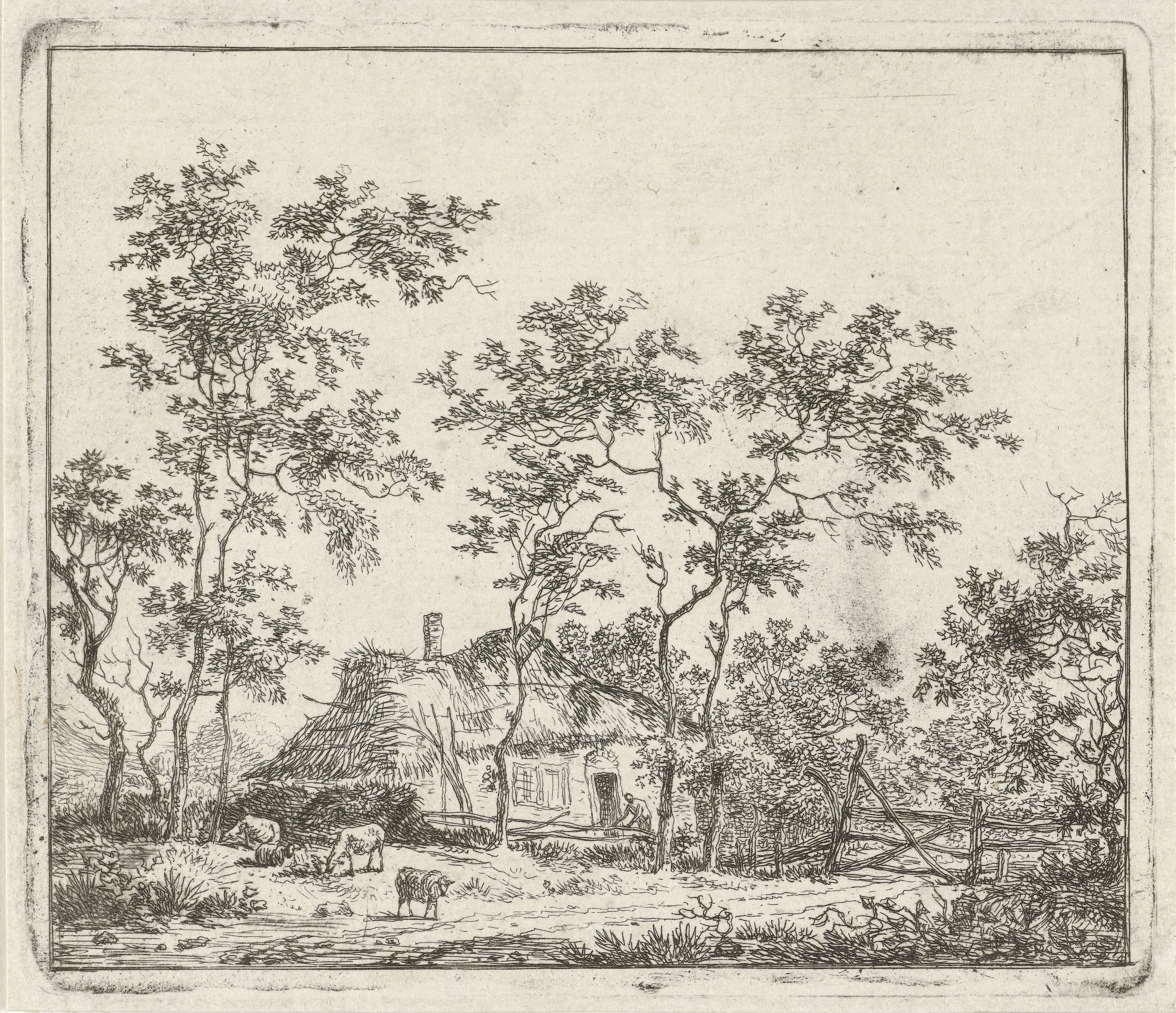 Boerderij met vier schapen