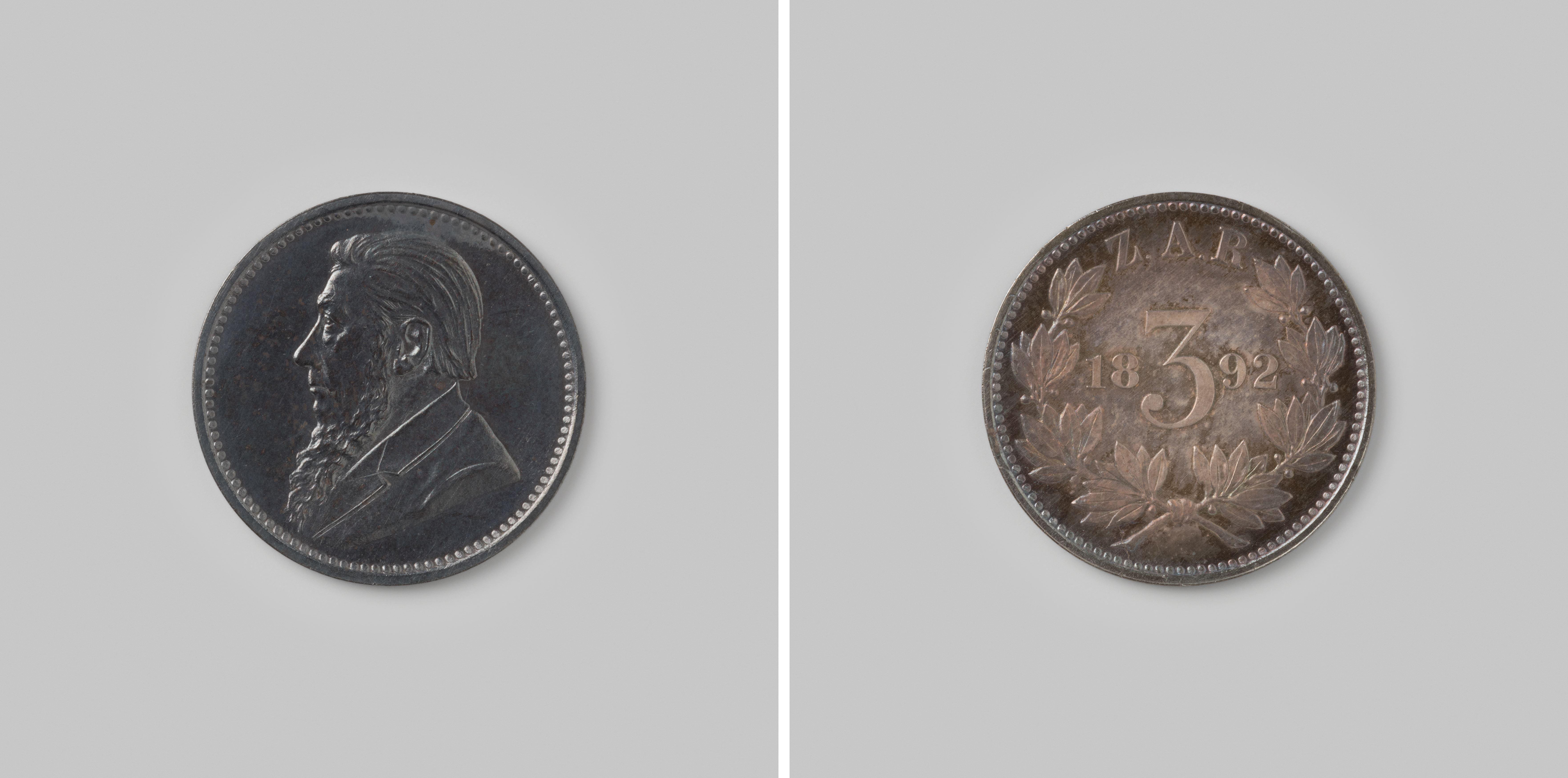 3 pence van Zuid-Afrika, de Zuidafrikaansche Republiek (Z.A.R.), 1892