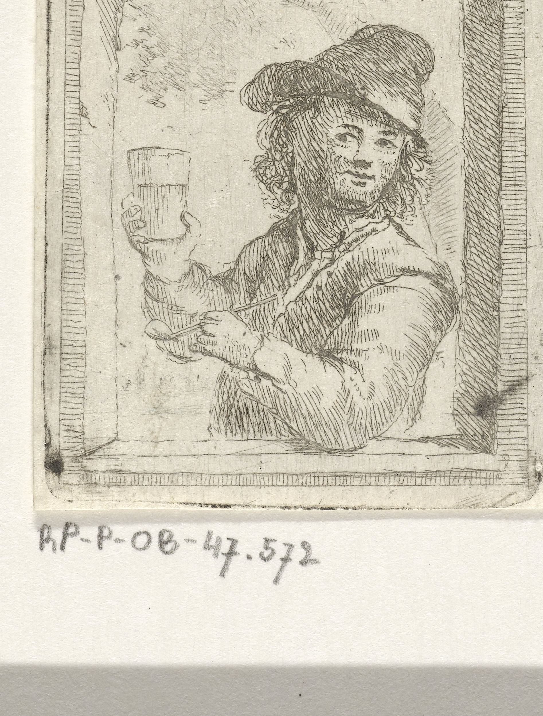 Pijprokende man met een glas