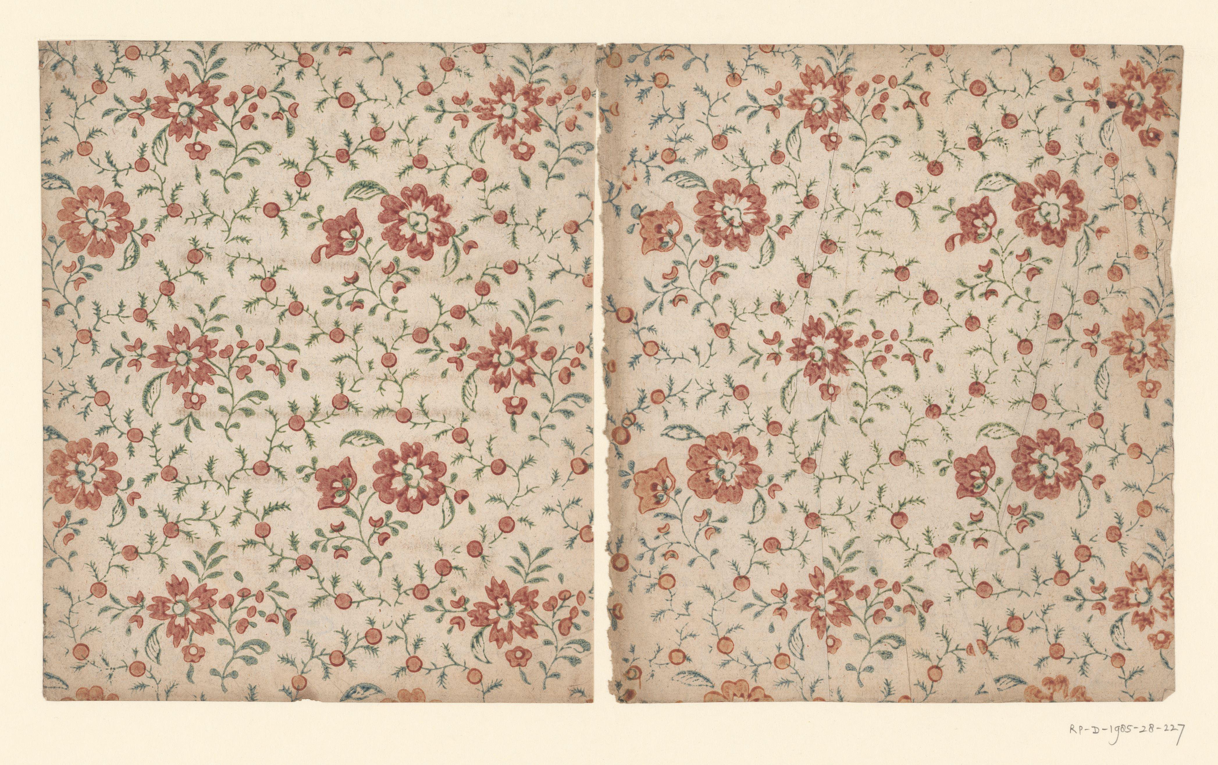 Blad met strooipatroon van bloemen met vruchtjes