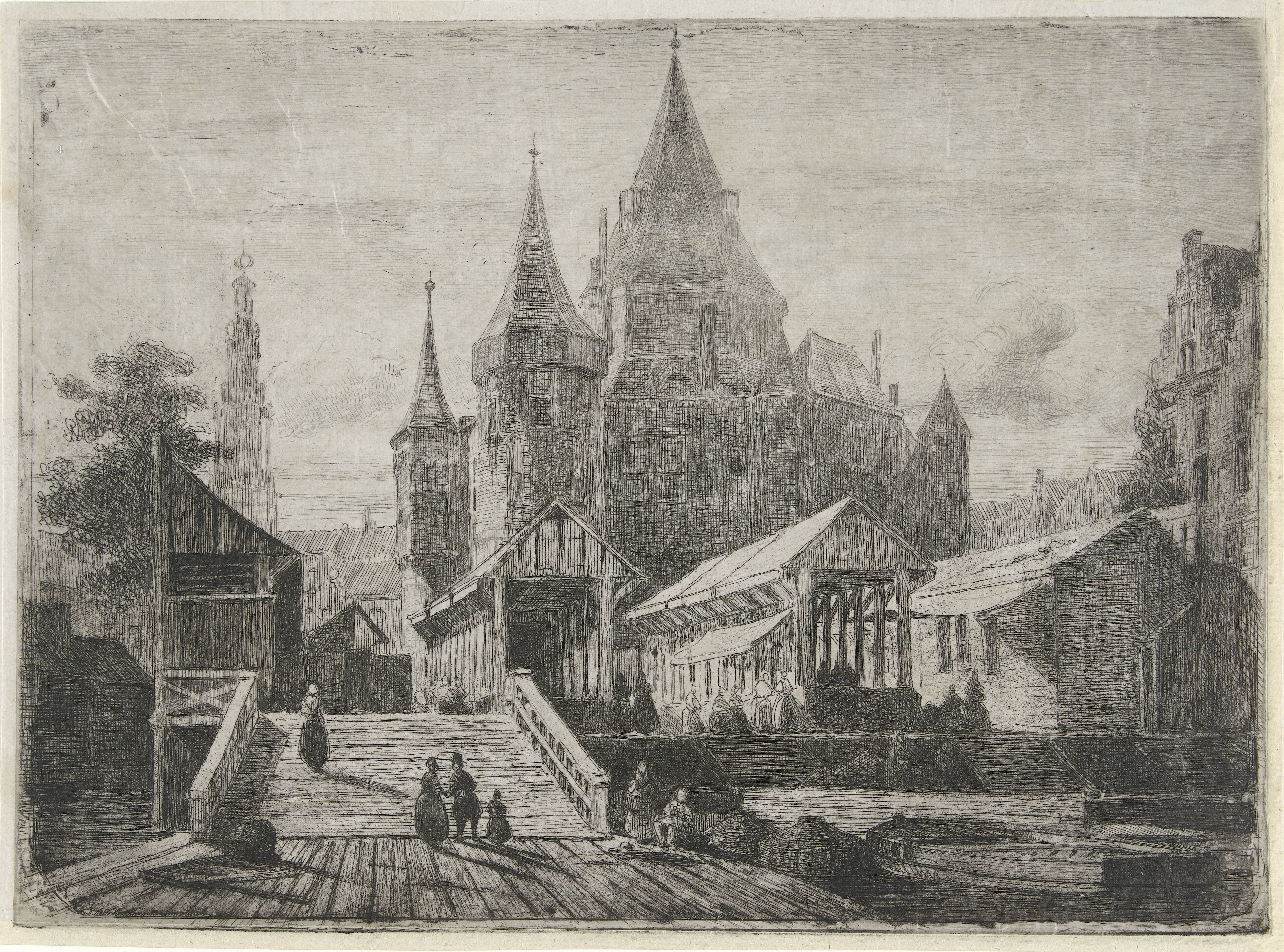 Gezicht op de Nieuwmarkt te Amsterdam