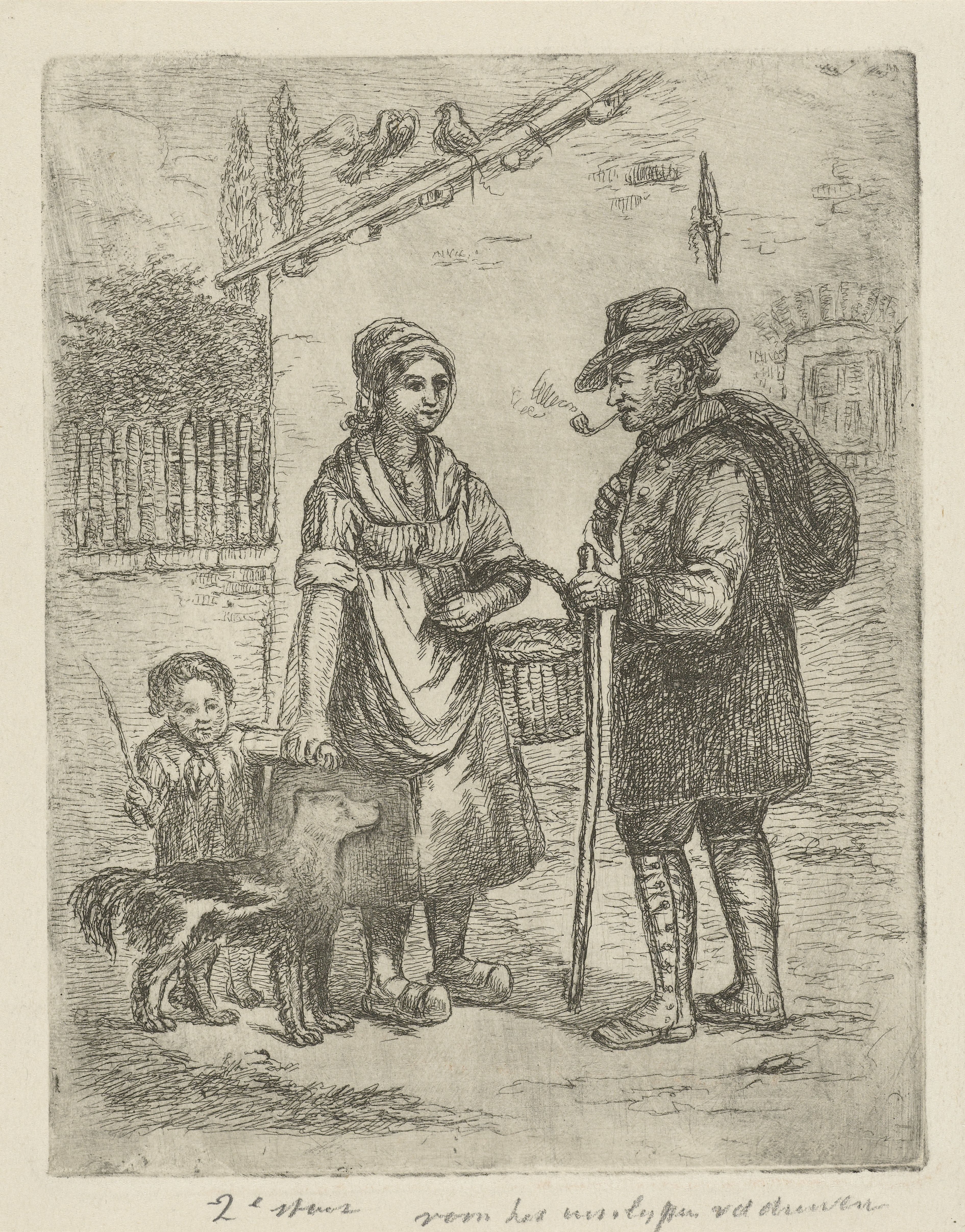 Boer en boerin bij een hoeve