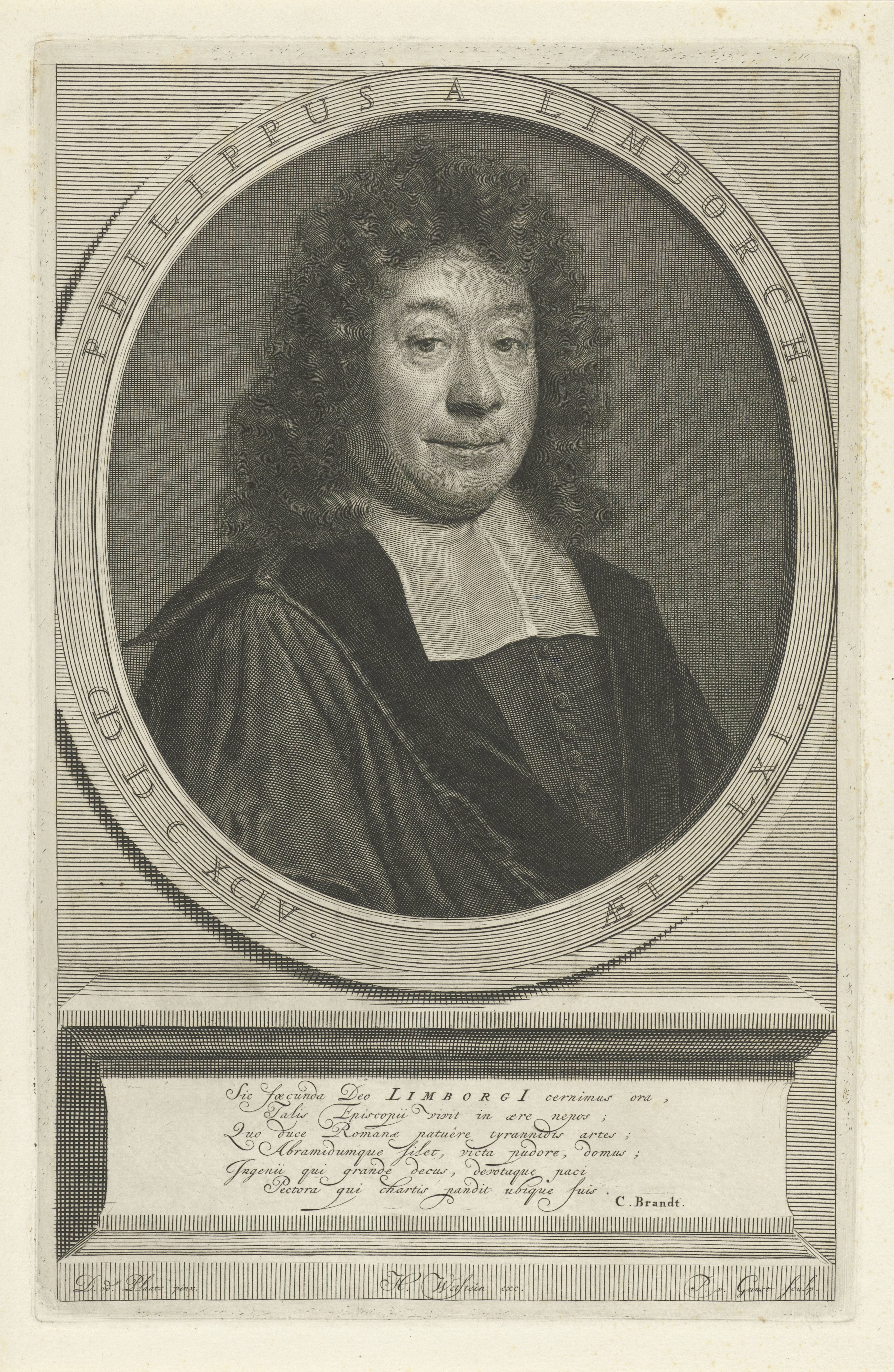 Portret van Philippus van Limborch op 61-jarige leeftijd