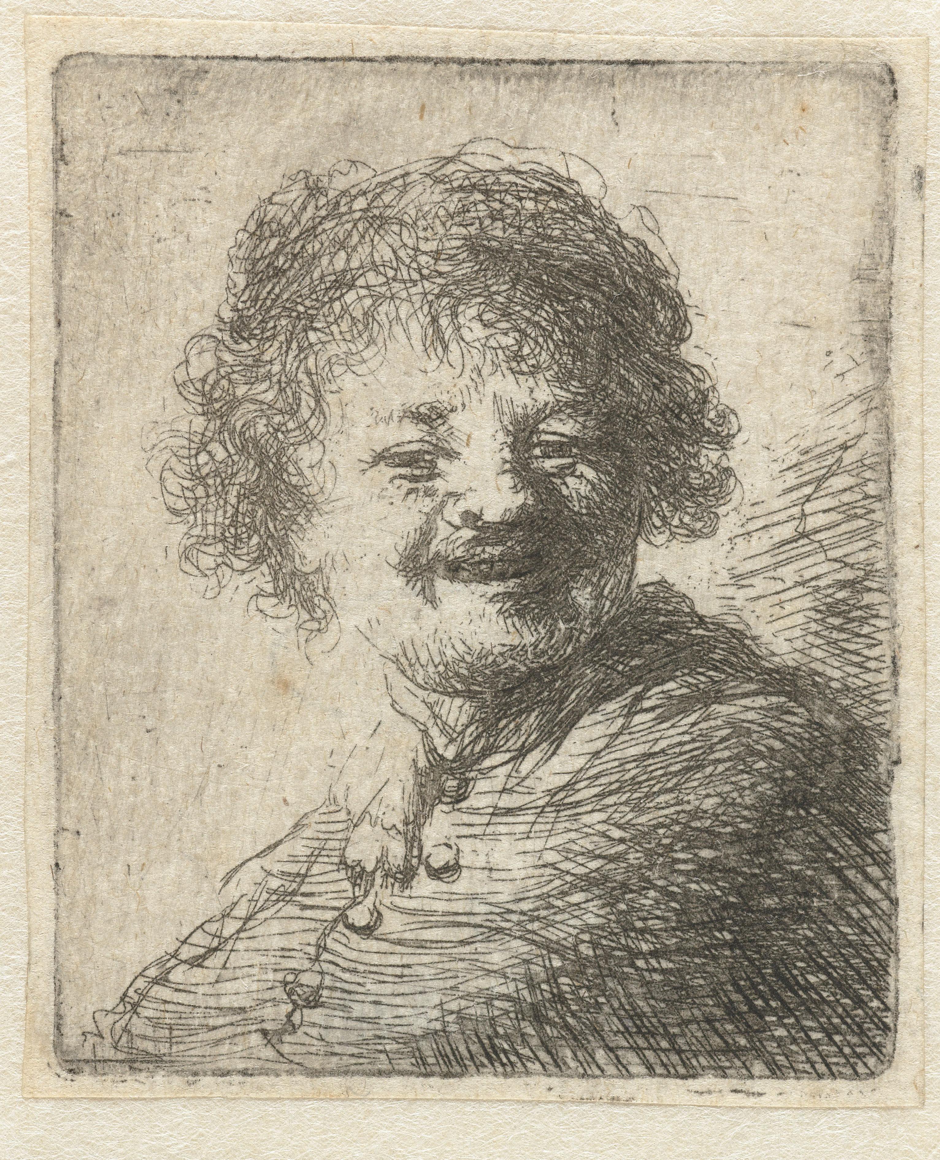 Self-portrait in a cap: laughing
