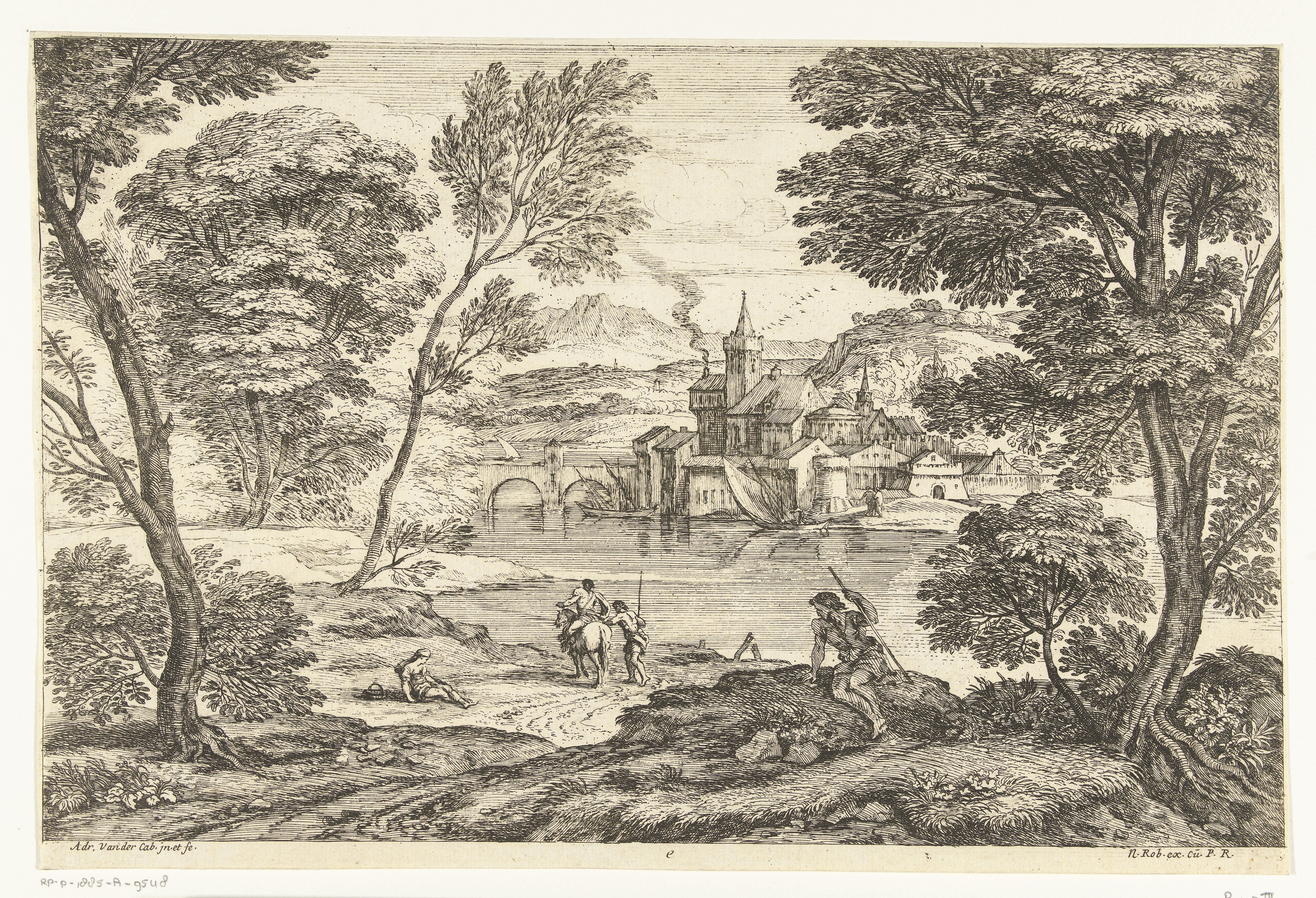 Landschap met man te paard