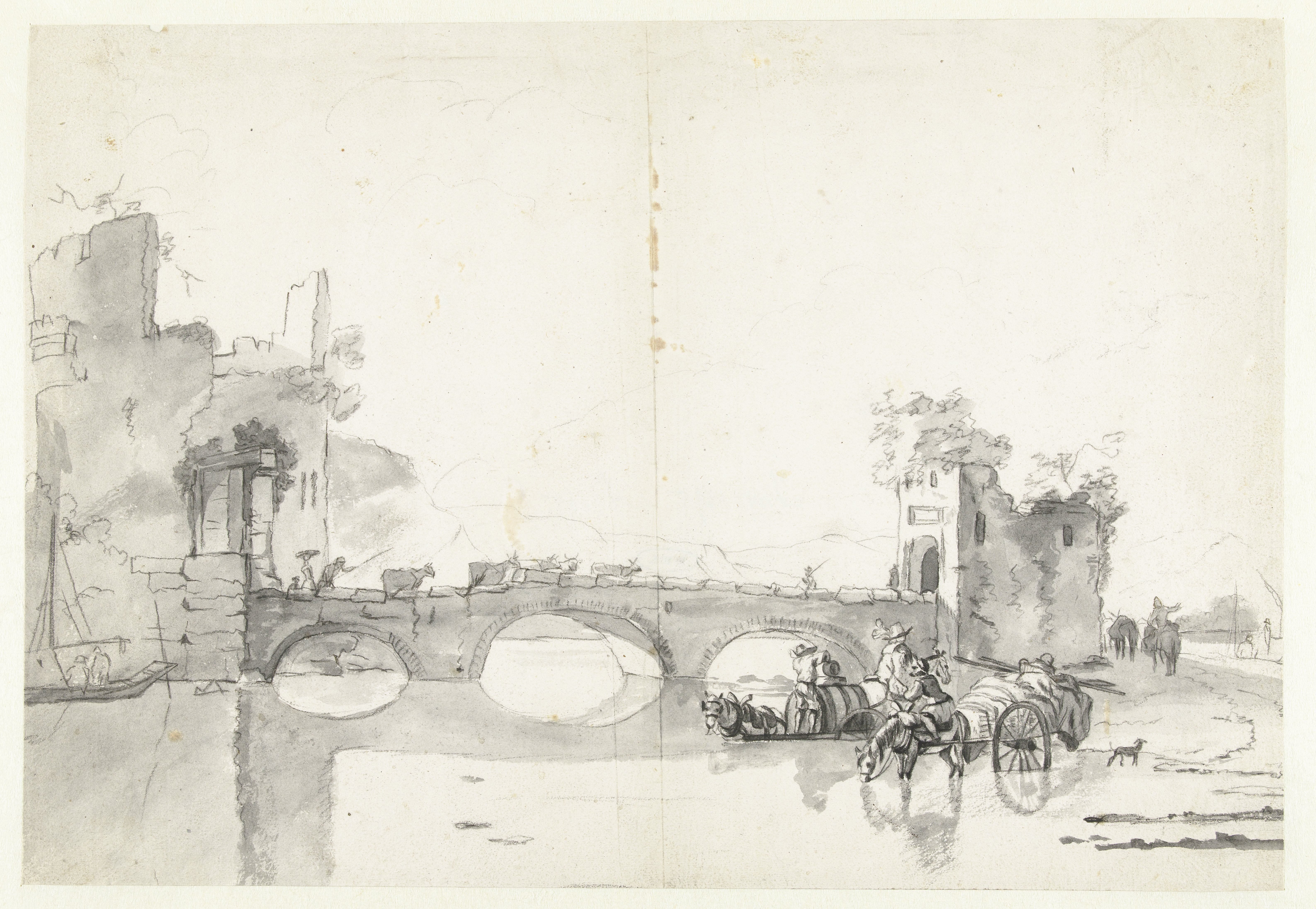 Italianate Landscape with a Stone Bridge over a River