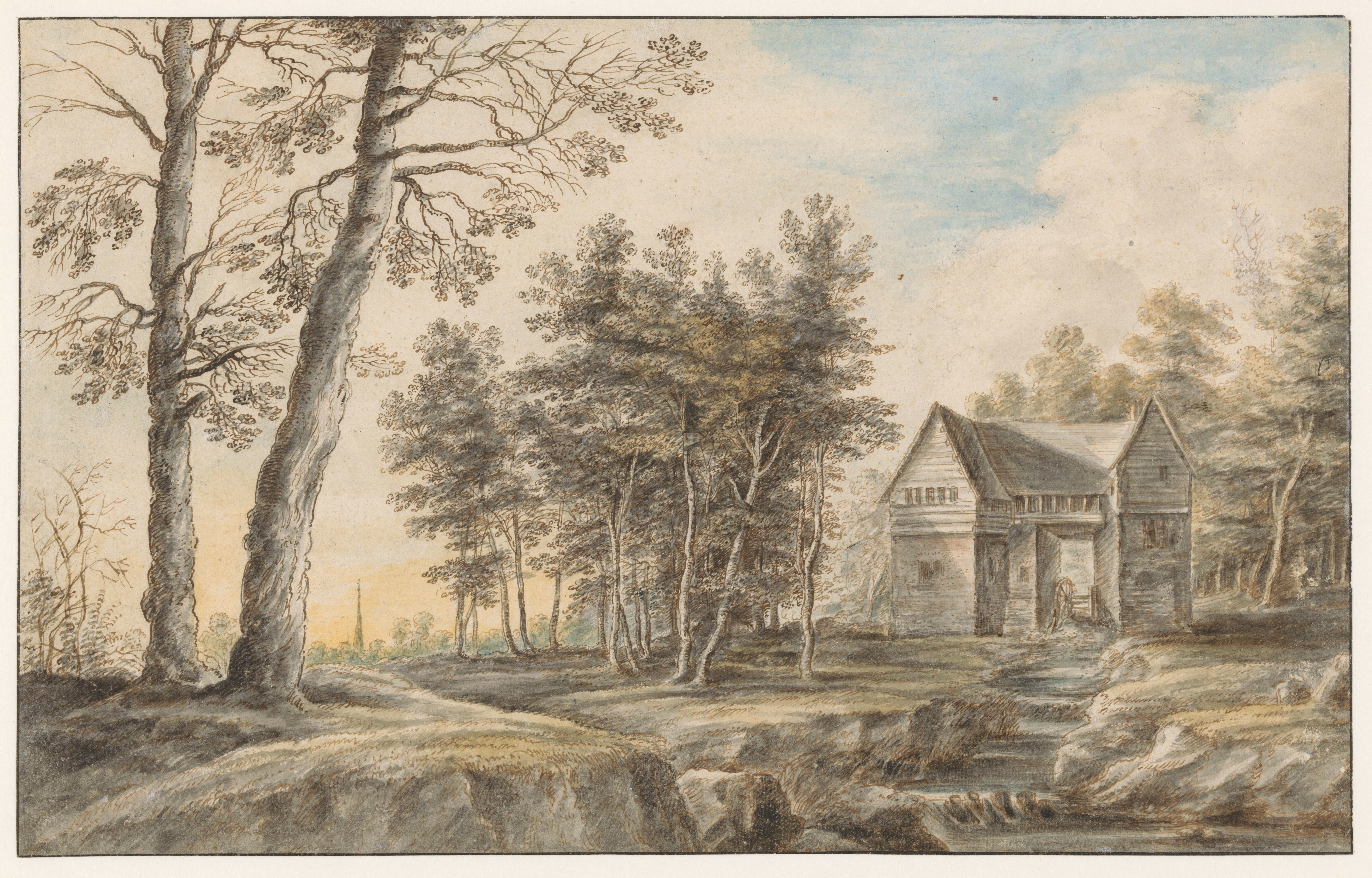 Landschap met een watermolen
