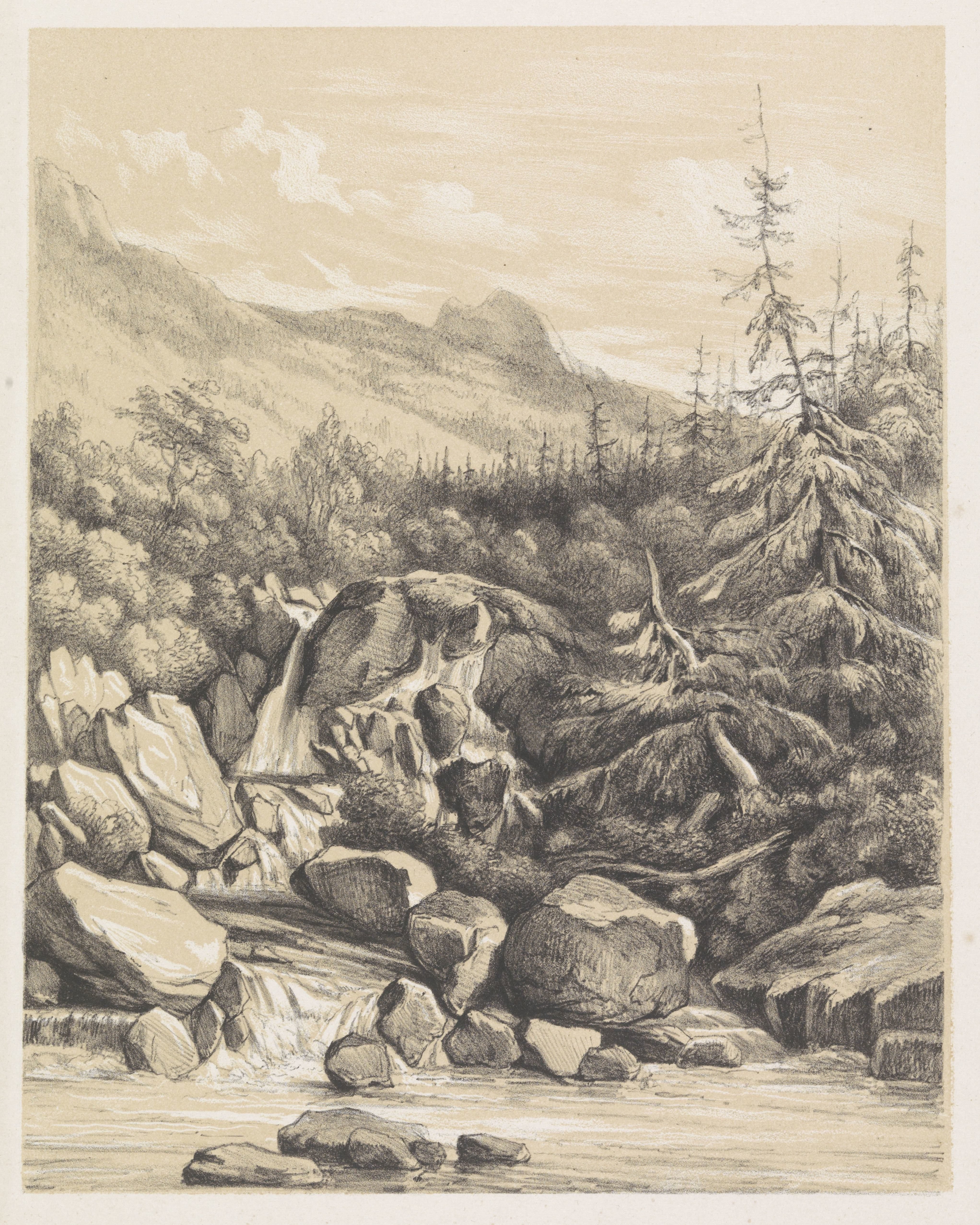 Berglandschap met waterval