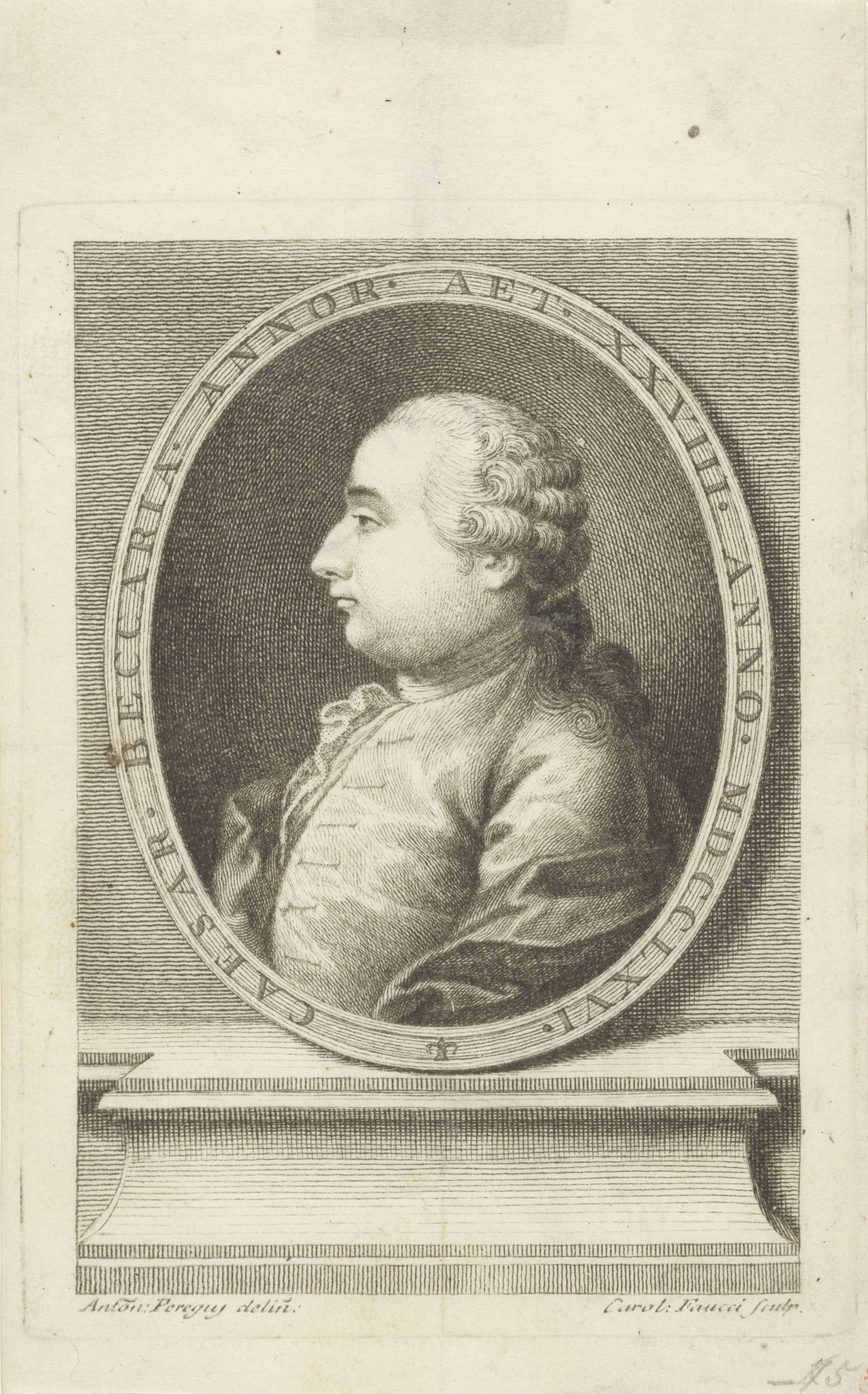 Portret van filosoof en politicus Cesare Beccaria