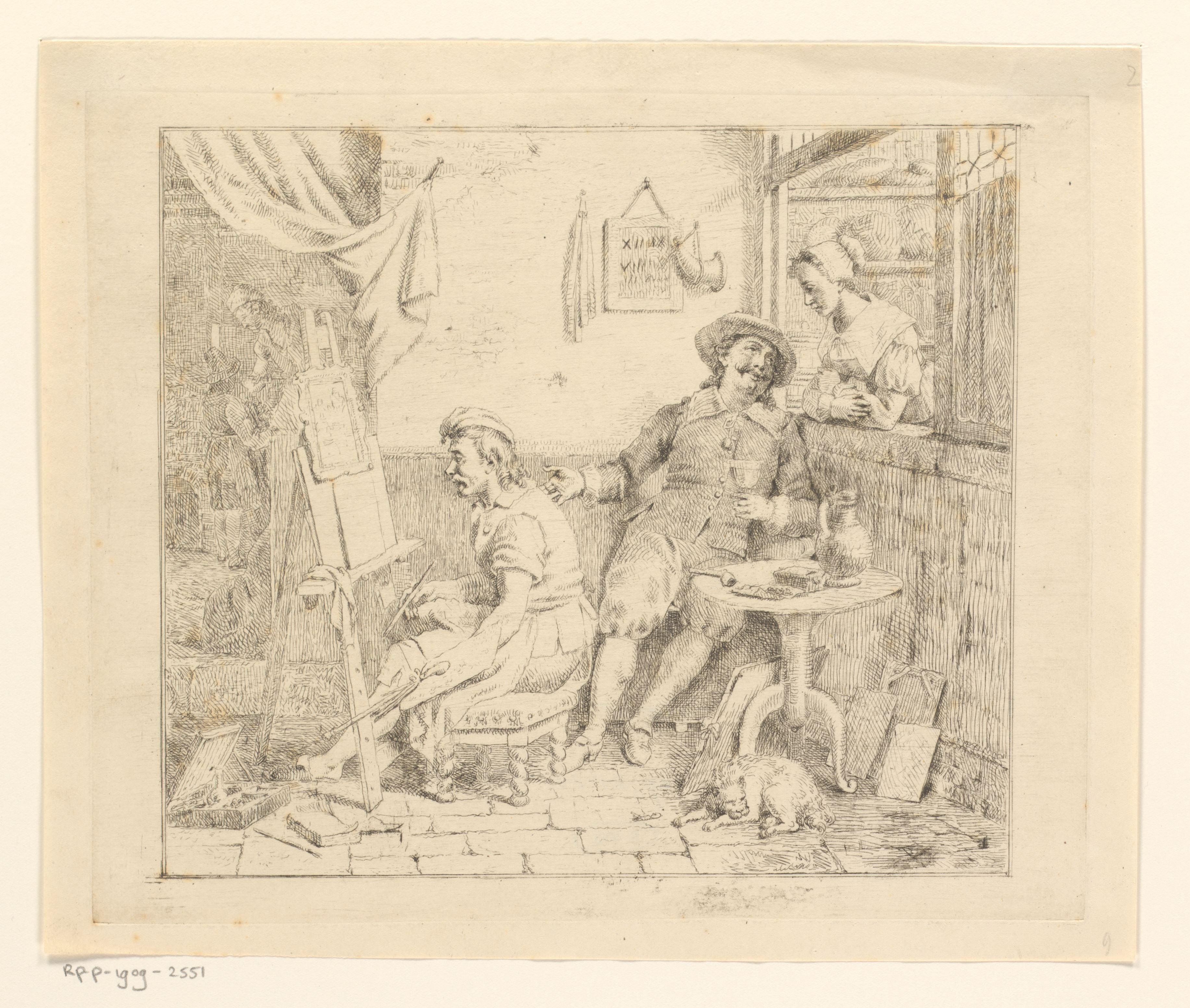 Joos van Craesbeeck en Adriaen brouwer in het atelier van Craesbeeck