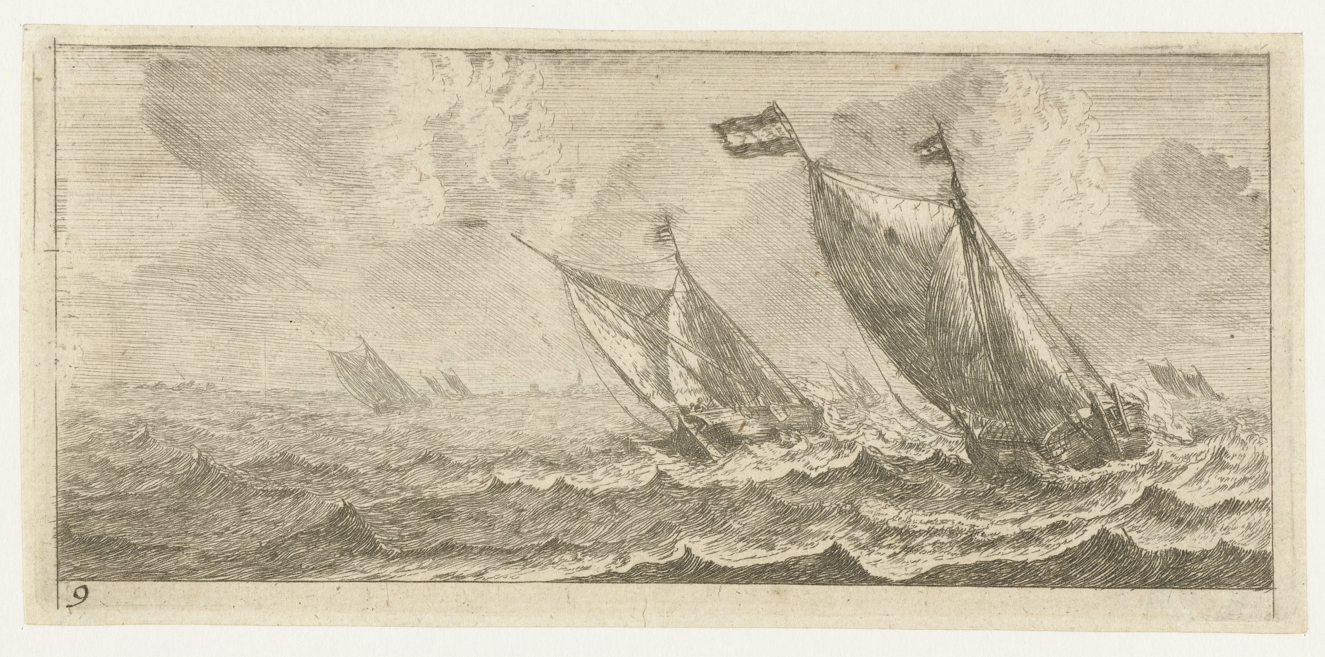 Veerboten op een ruwe zee
